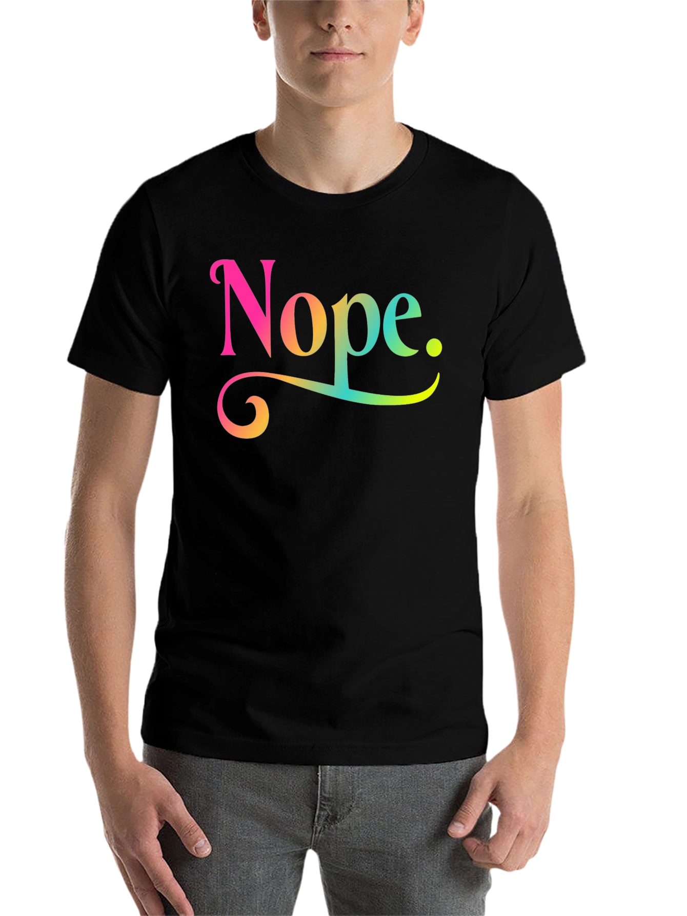 Black Nope Rainbow Text Graphic Novelty Tee view 7