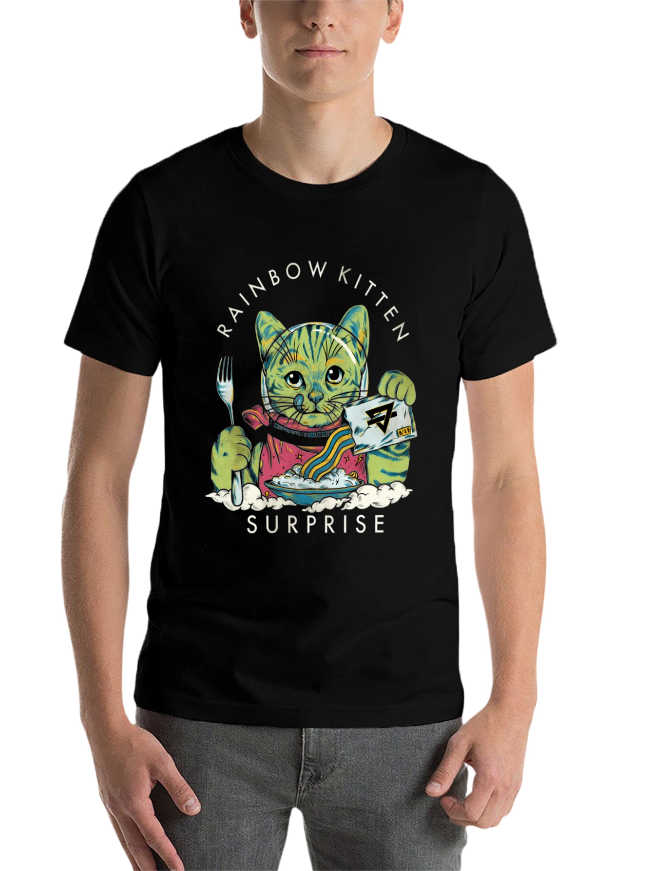 Black Rainbow Kitten Surprise Graphic Tee view 7