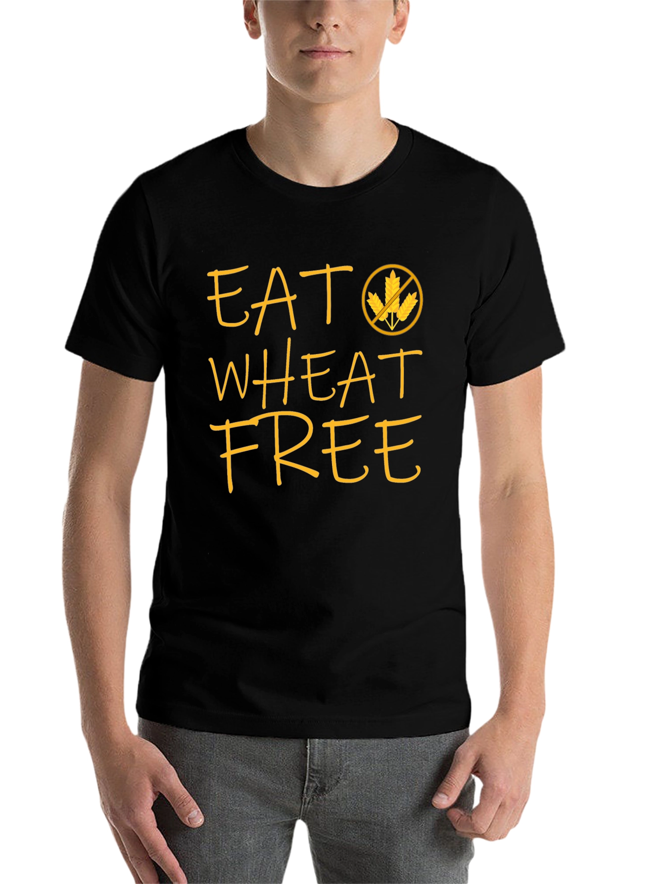 Black Eat Wheat Free Black T-Shirt - Gluten Sensitive Apparel view 7
