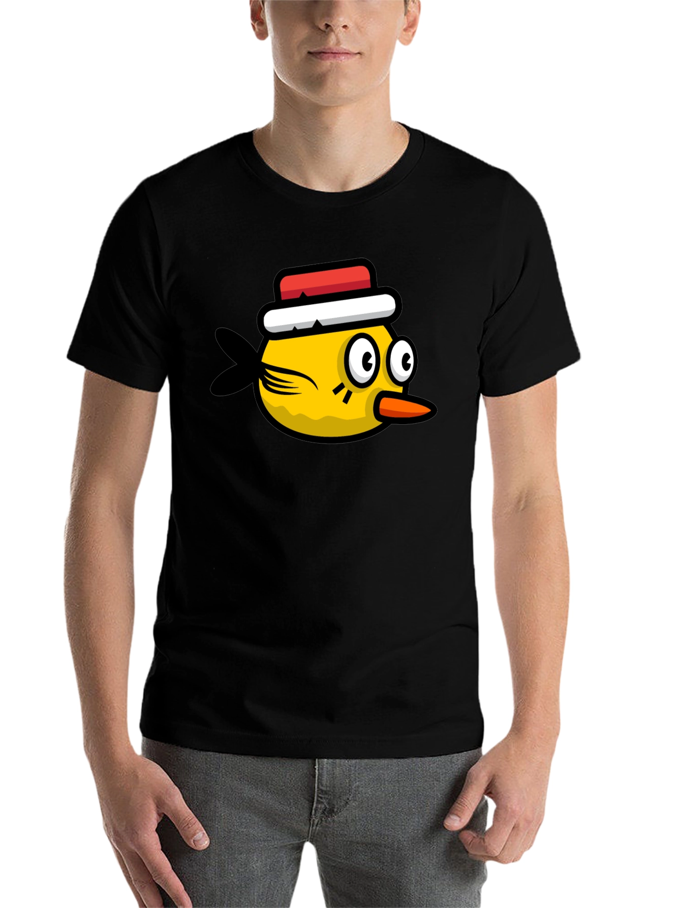Black Funny Bird Graphic Tee - Black Cotton T-Shirt view 7