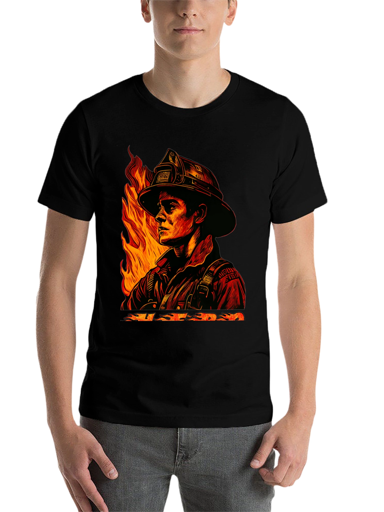 Black Firefighter Graphic Tee - Courage Under Fire view 7