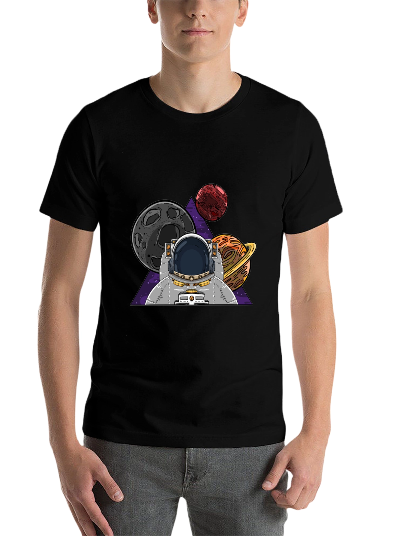Black Astronaut & Planets Graphic T-Shirt view 7