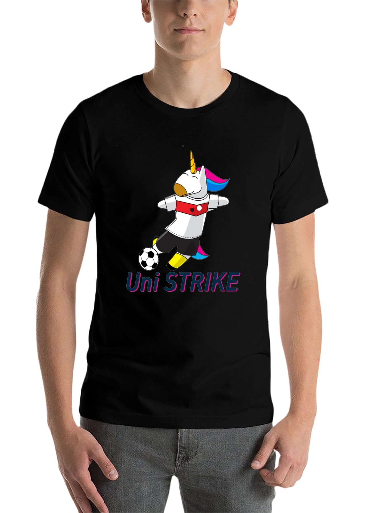 Black Uni Strike Soccer T-Shirt - Black Cotton Blend view 7