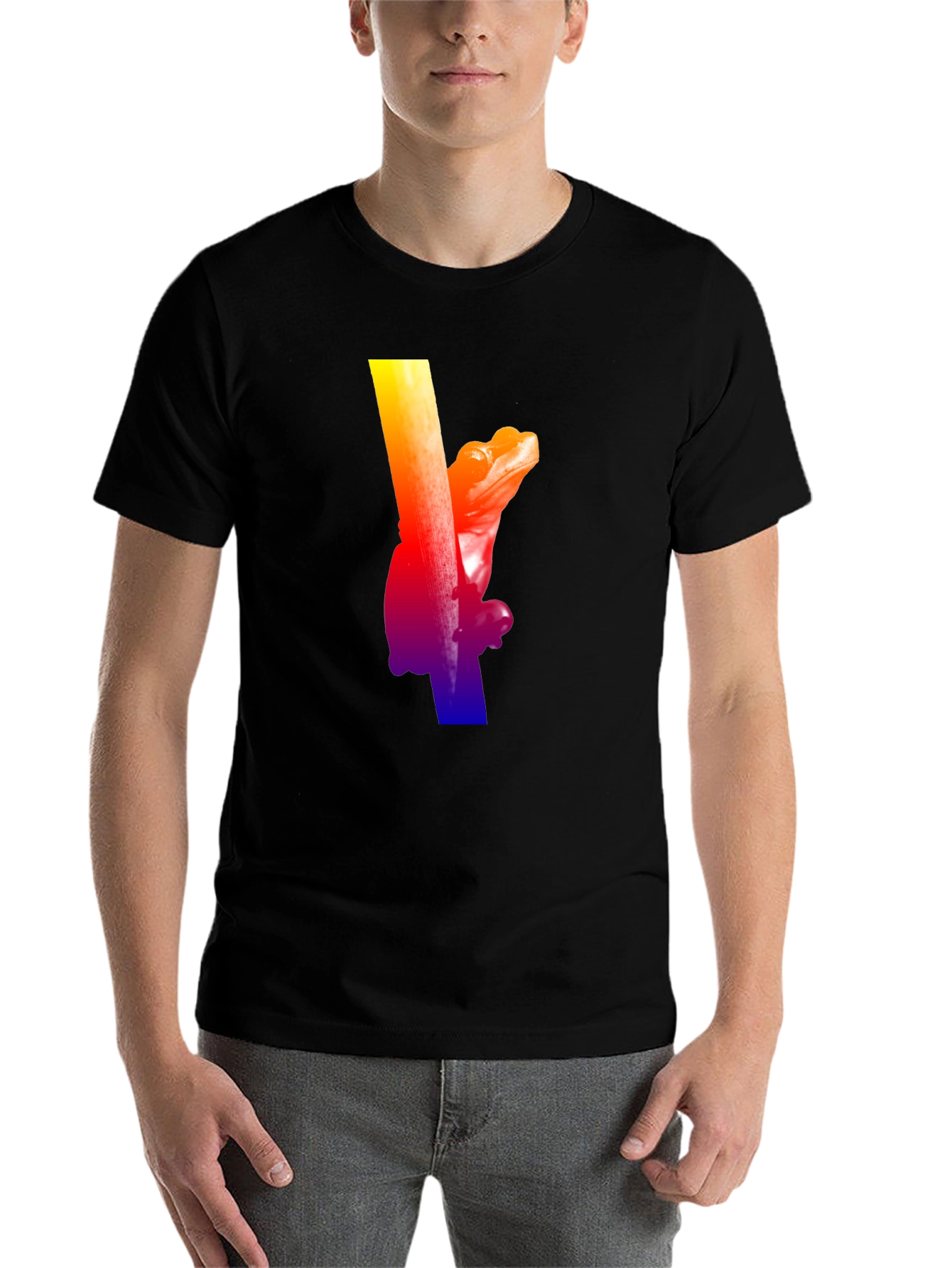 Black Rainbow Frog Climbing T-Shirt - Black view 7