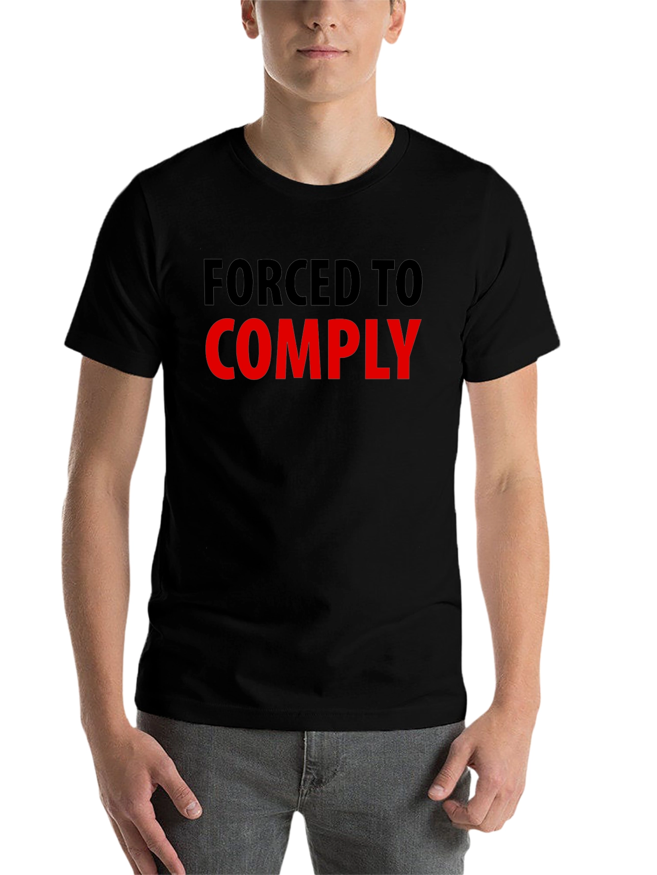 Black Forced to Comply Graphic Tee - Statement T-Shirt view 7