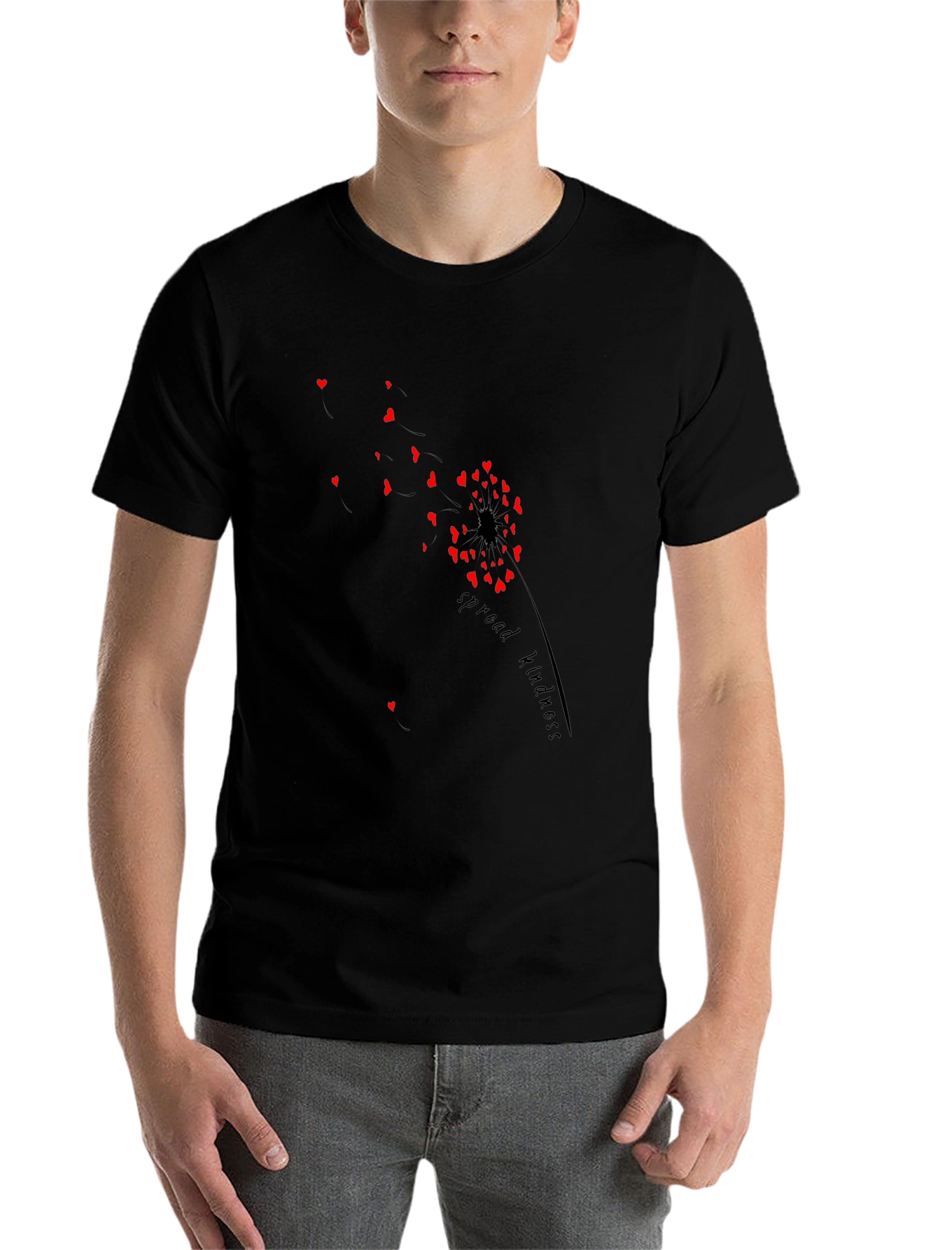 Black Spread Kindness T-Shirt - Heart Dandelion view 7