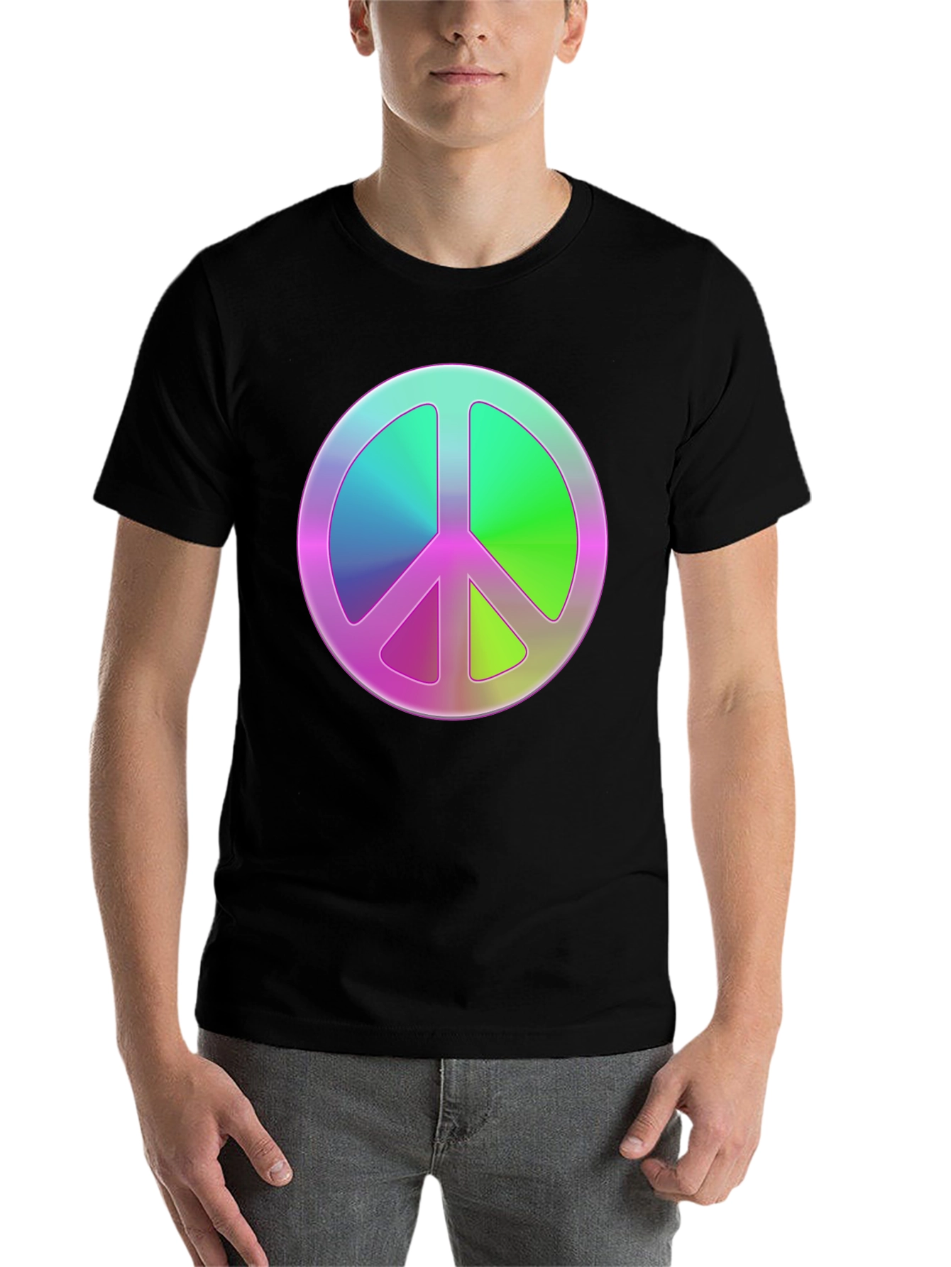Black Peace Sign Graphic Tee - Retro Style view 7