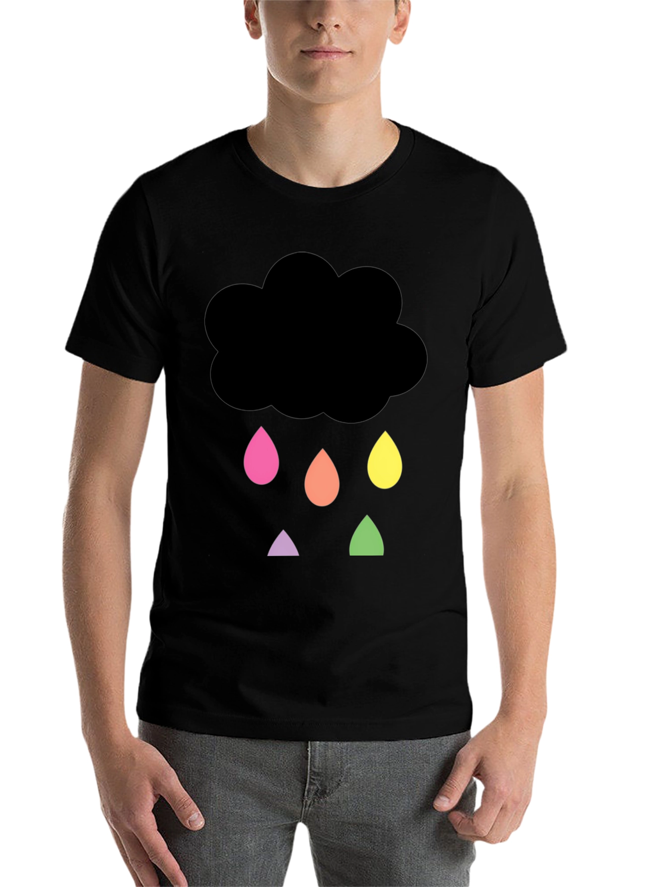Black Rainy Cloud Graphic Tee - Unisex Black T-Shirt view 7