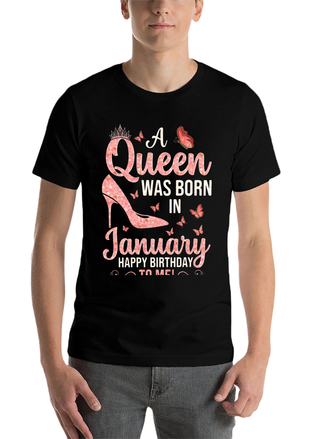 Black A Queen Was Born In January T-Shirt view 7