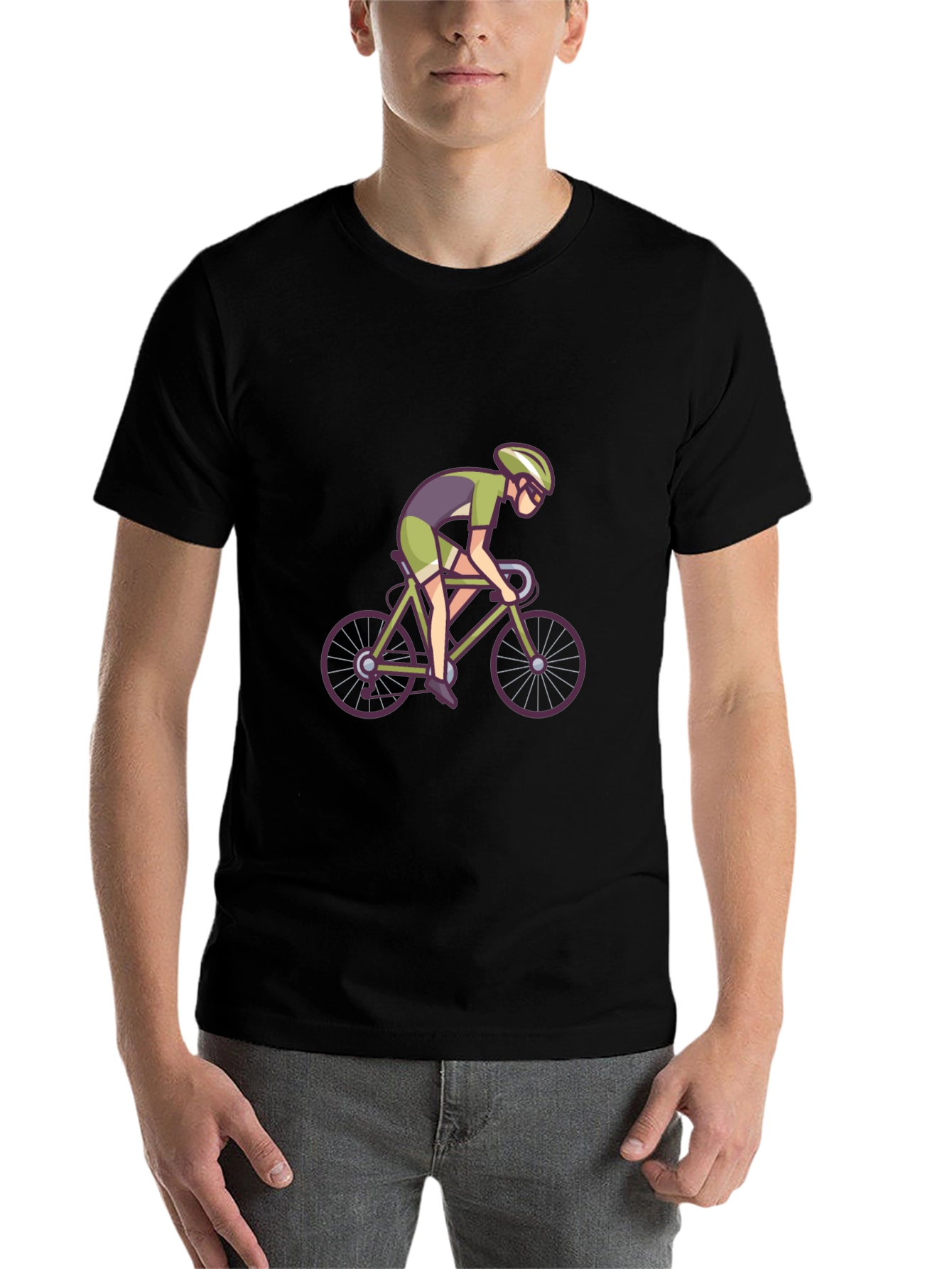 Black Cyclist Graphic Tee - Sporty Black T-Shirt view 7
