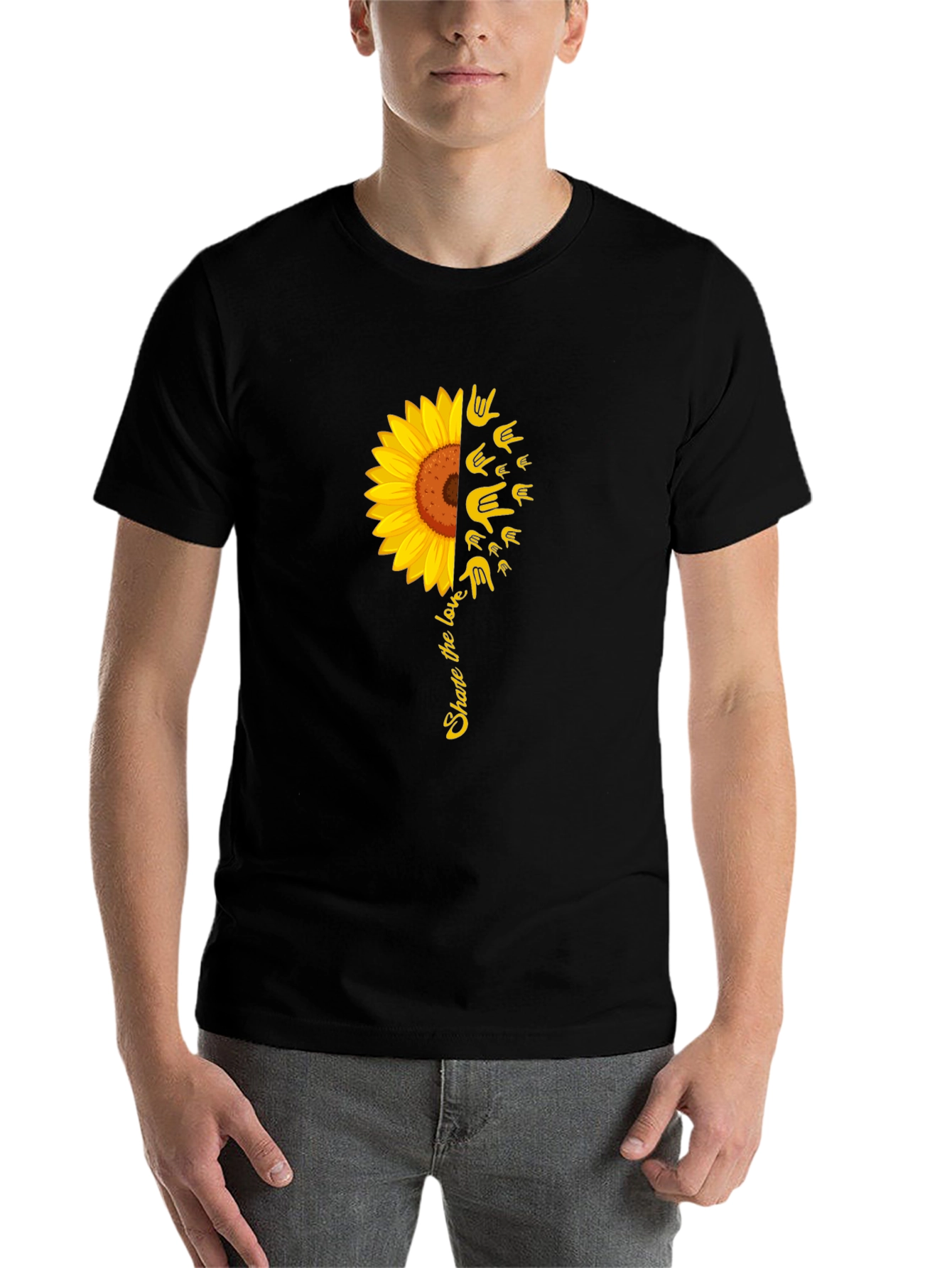 Black Share the Love Sunflower Graphic Tee view 7