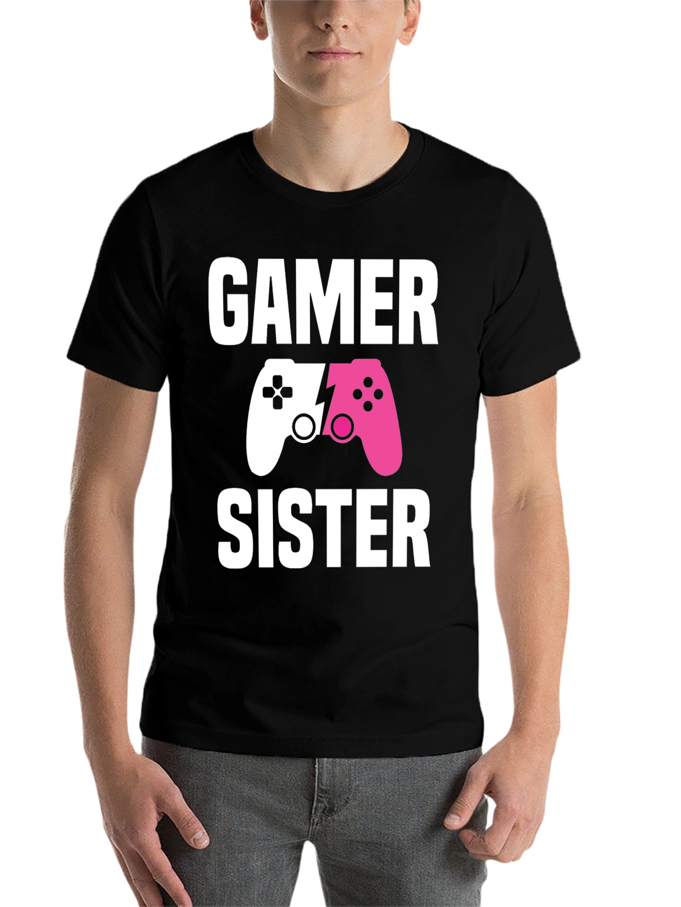 Black Gamer Sister T-Shirt | Matching Game Controller Tee view 7