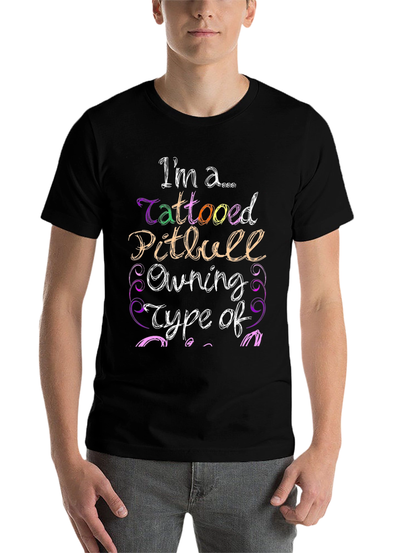 Black Tattooed Pitbull Owning Type T-Shirt view 7