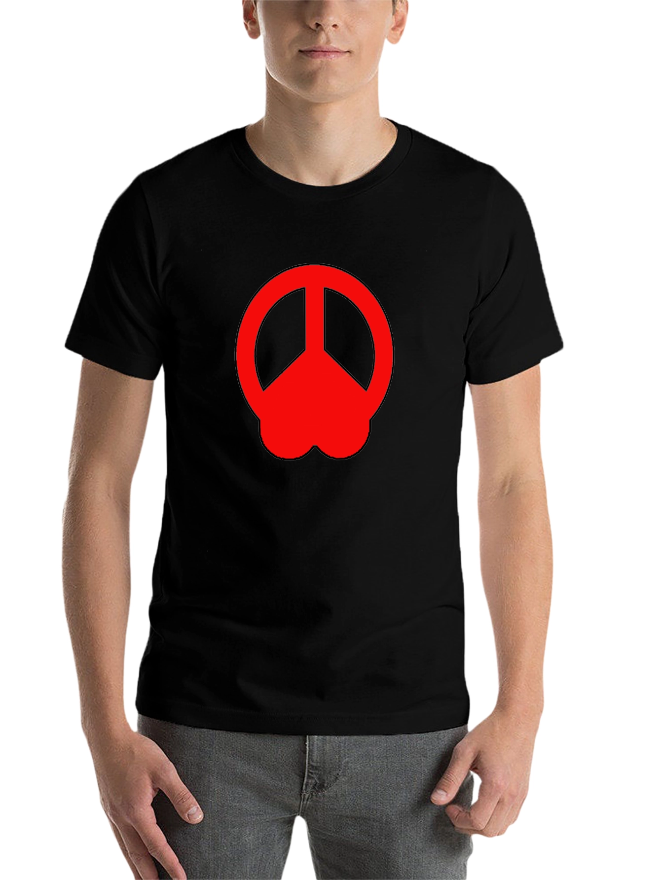Black Peace Sign Graphic Tee - Red on Black view 7
