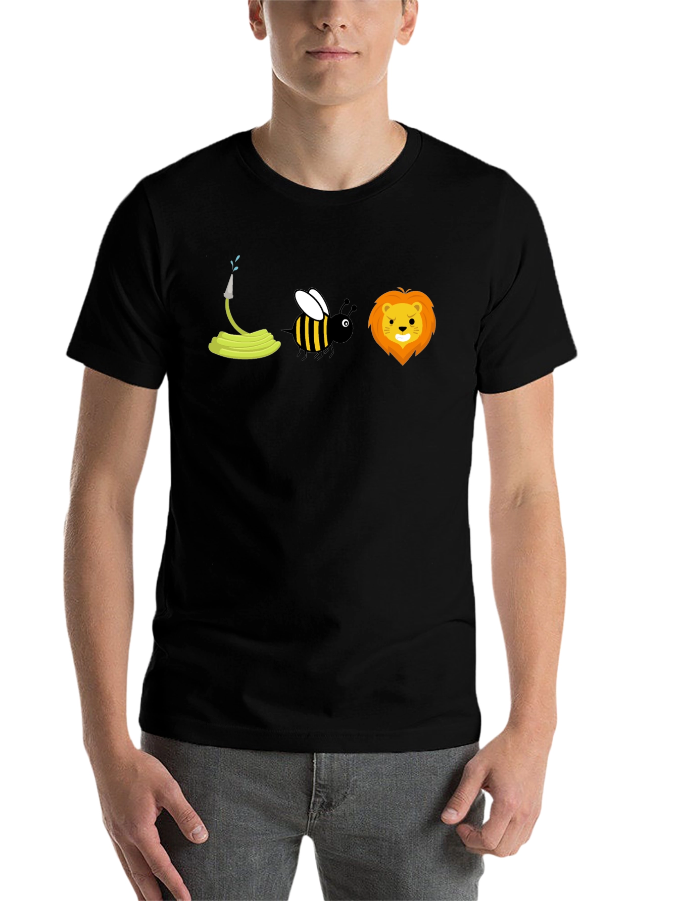 Black Hose-Bee-Lion Pun Graphic T-Shirt view 7