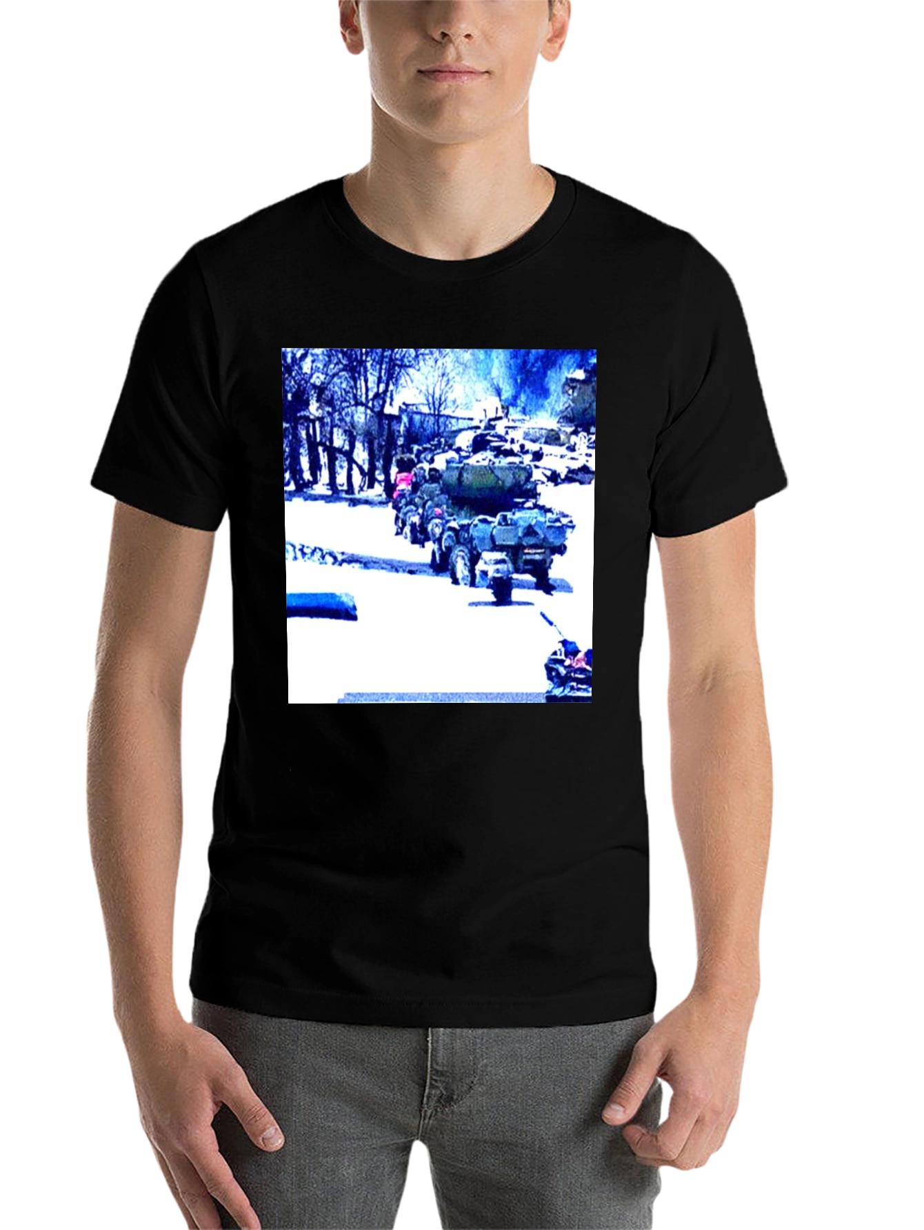 Black Military Vehicles on Black T-Shirt view 7