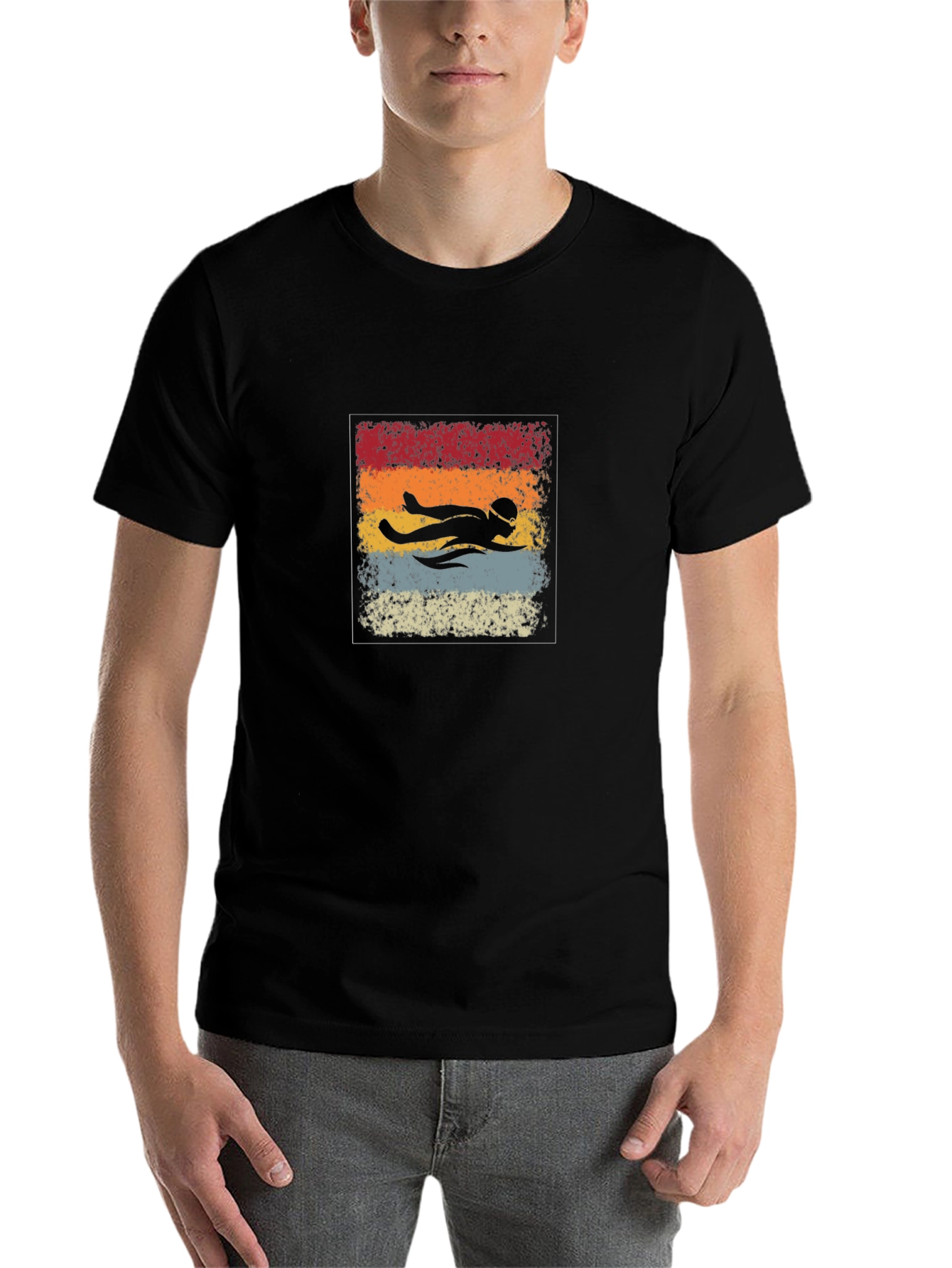 Black Retro Swimmer T-Shirt view 7