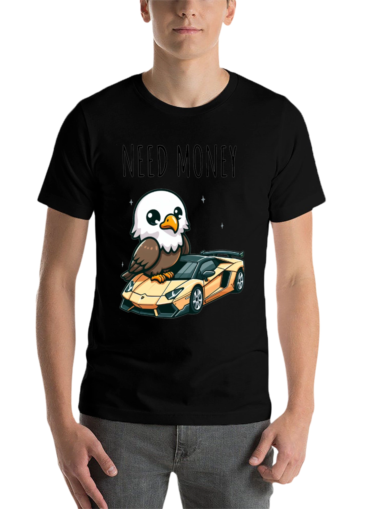 Black Need Money Eagle Car Graphic T-Shirt view 7