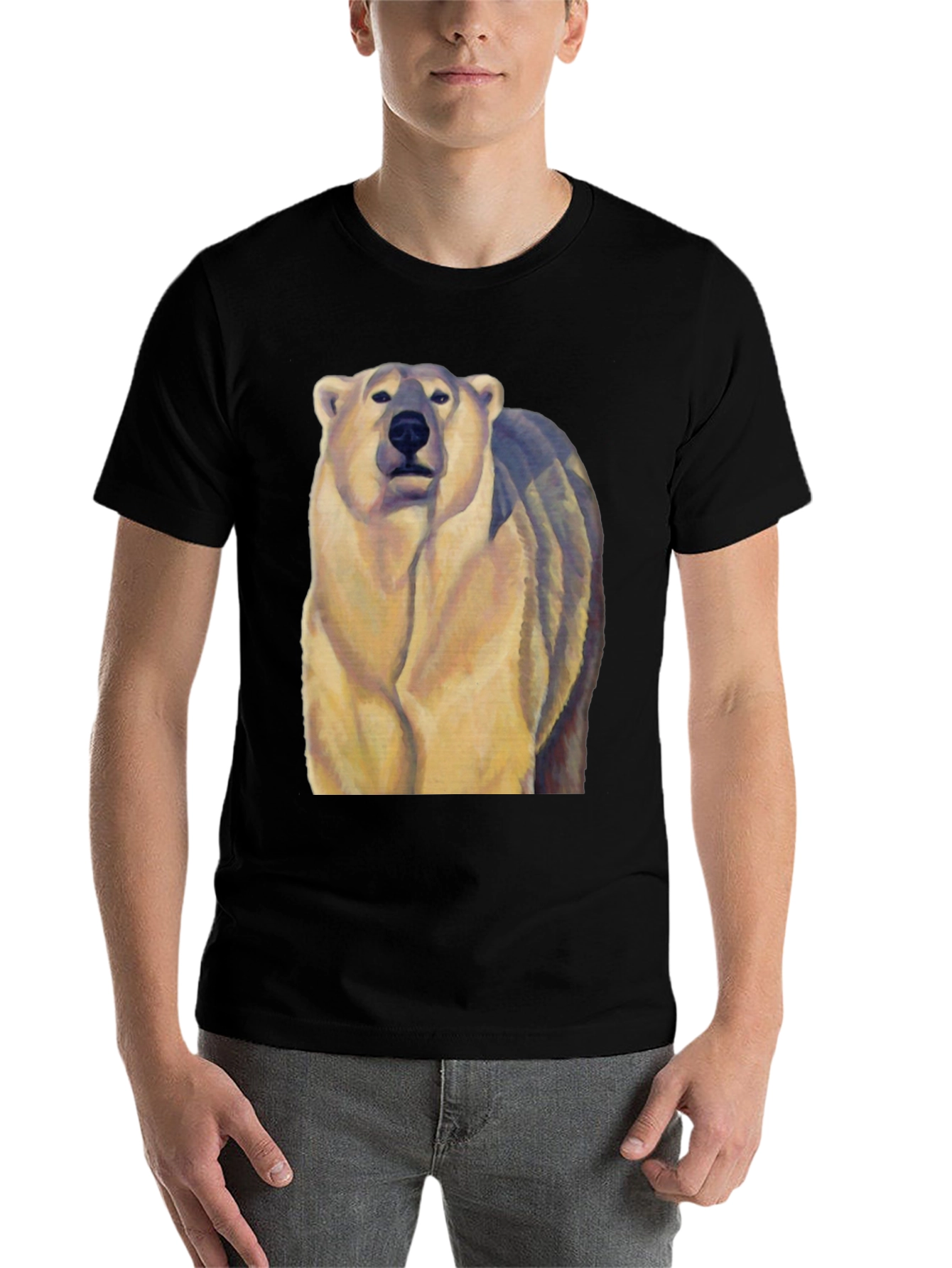 Black Polar Bear Graphic Tee - Black Cotton Blend view 7