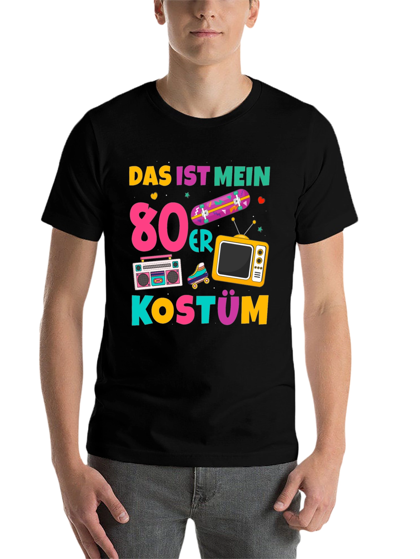 Black 80s Costume T-Shirt - Retro Style view 7