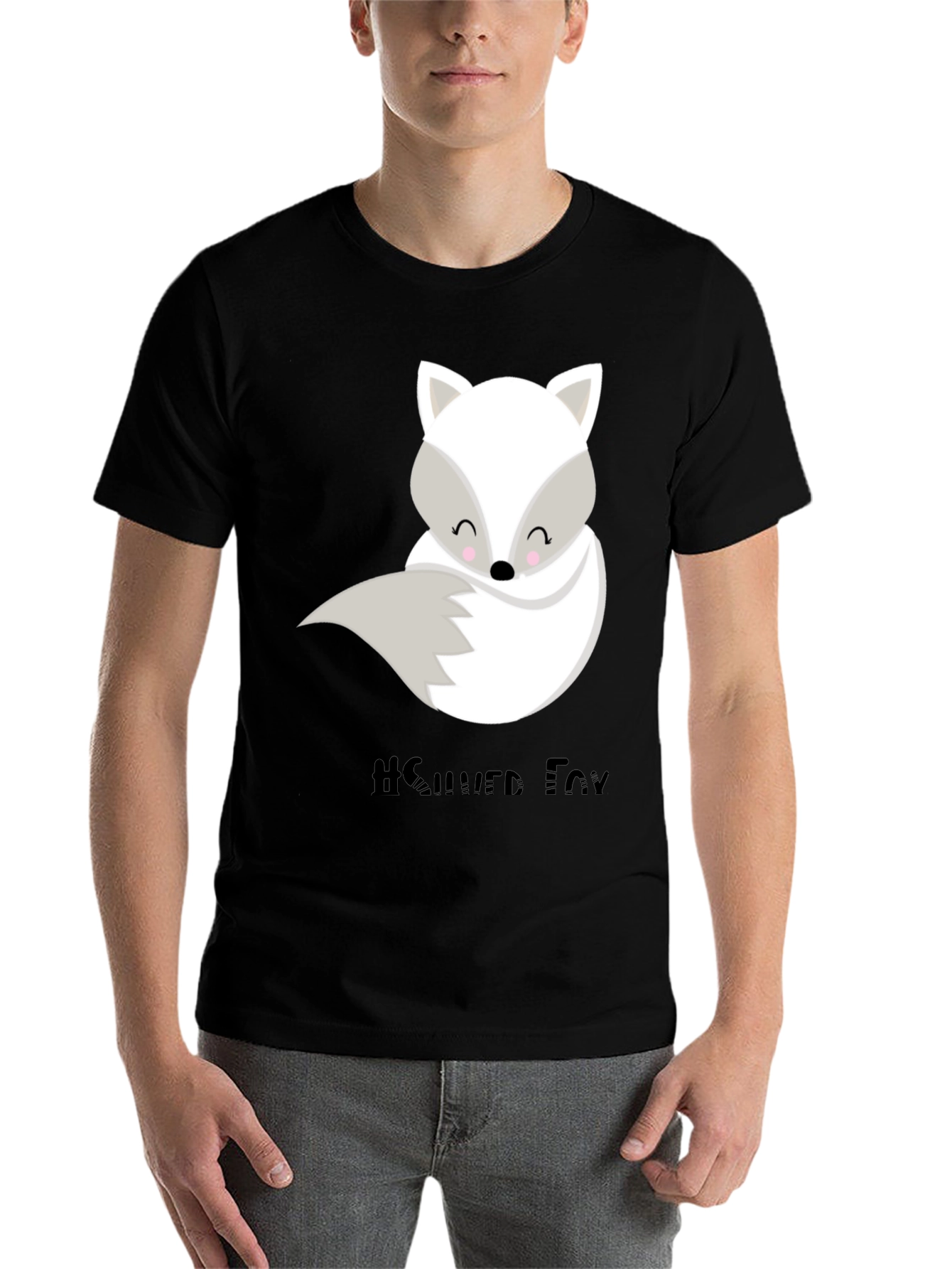 Black Cute Silver Fox Graphic Tee - Unisex Style view 7