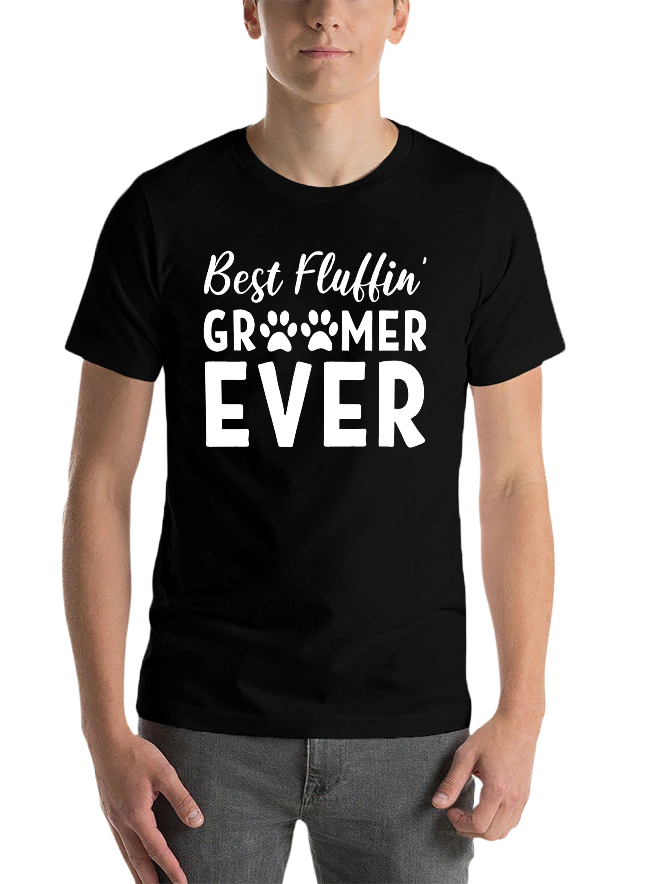 Black Best Fluffin' Groomer Ever Black T-Shirt view 7