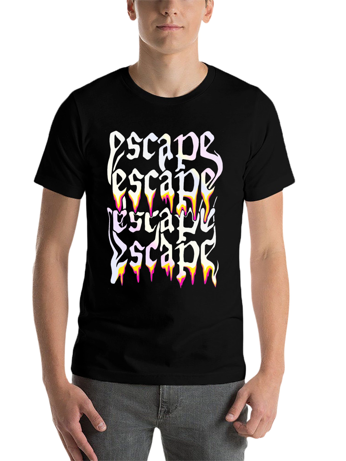 Black Escape Graphic Print Black T-Shirt view 7