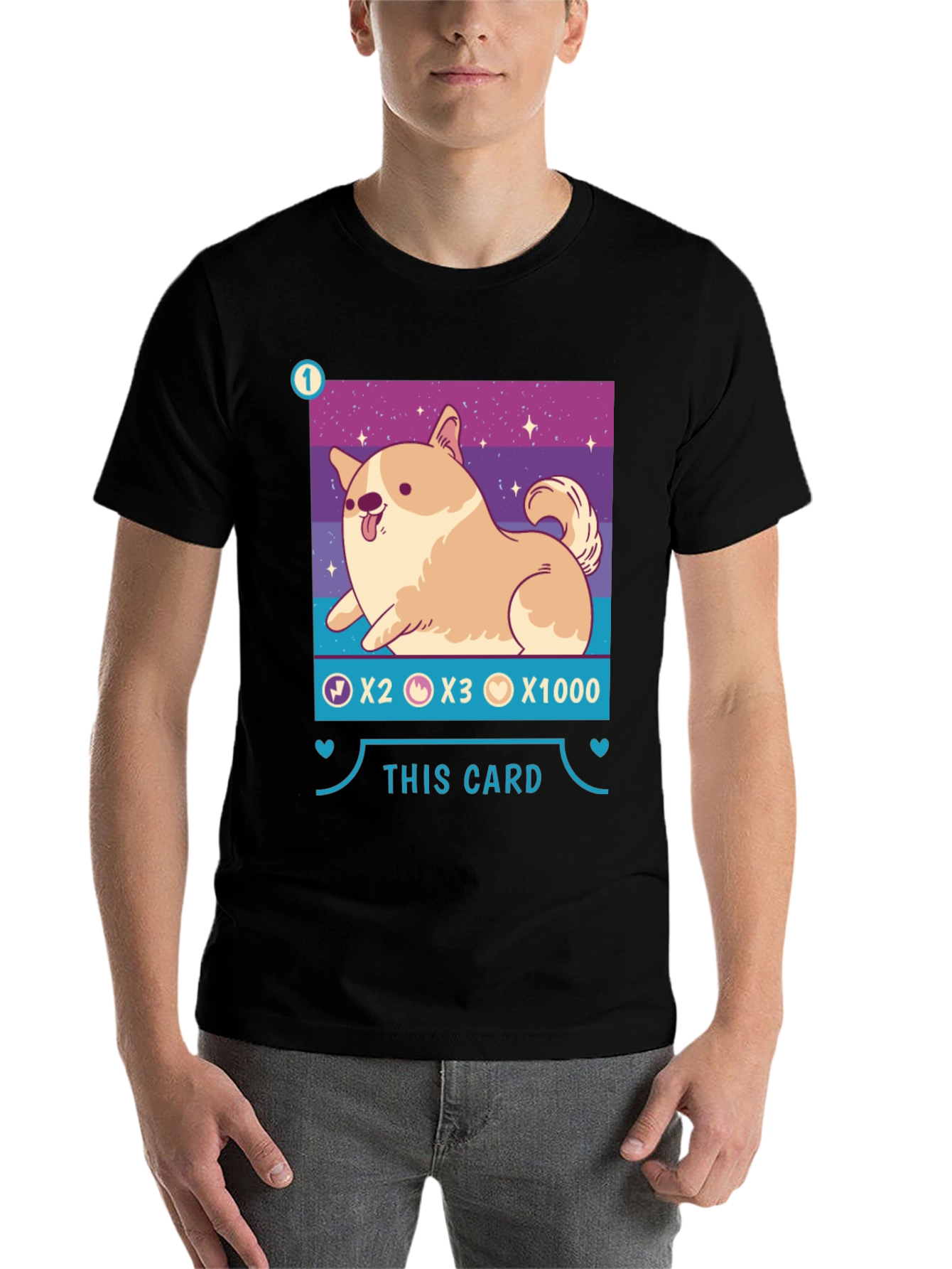 Black Corgi Card Game T-Shirt - Cute & Stylish! view 7
