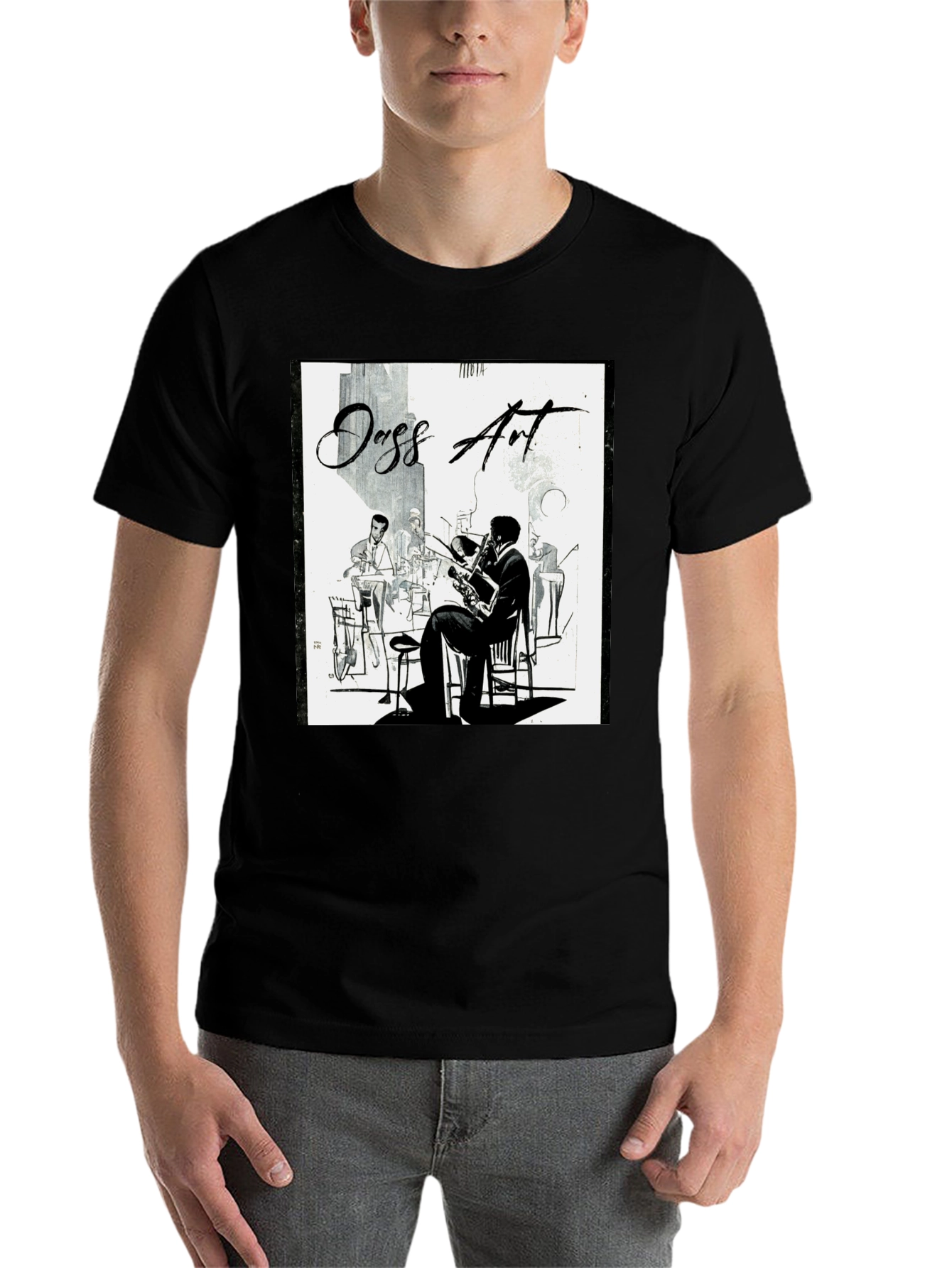 Black Jazz Art Graphic T-Shirt view 7
