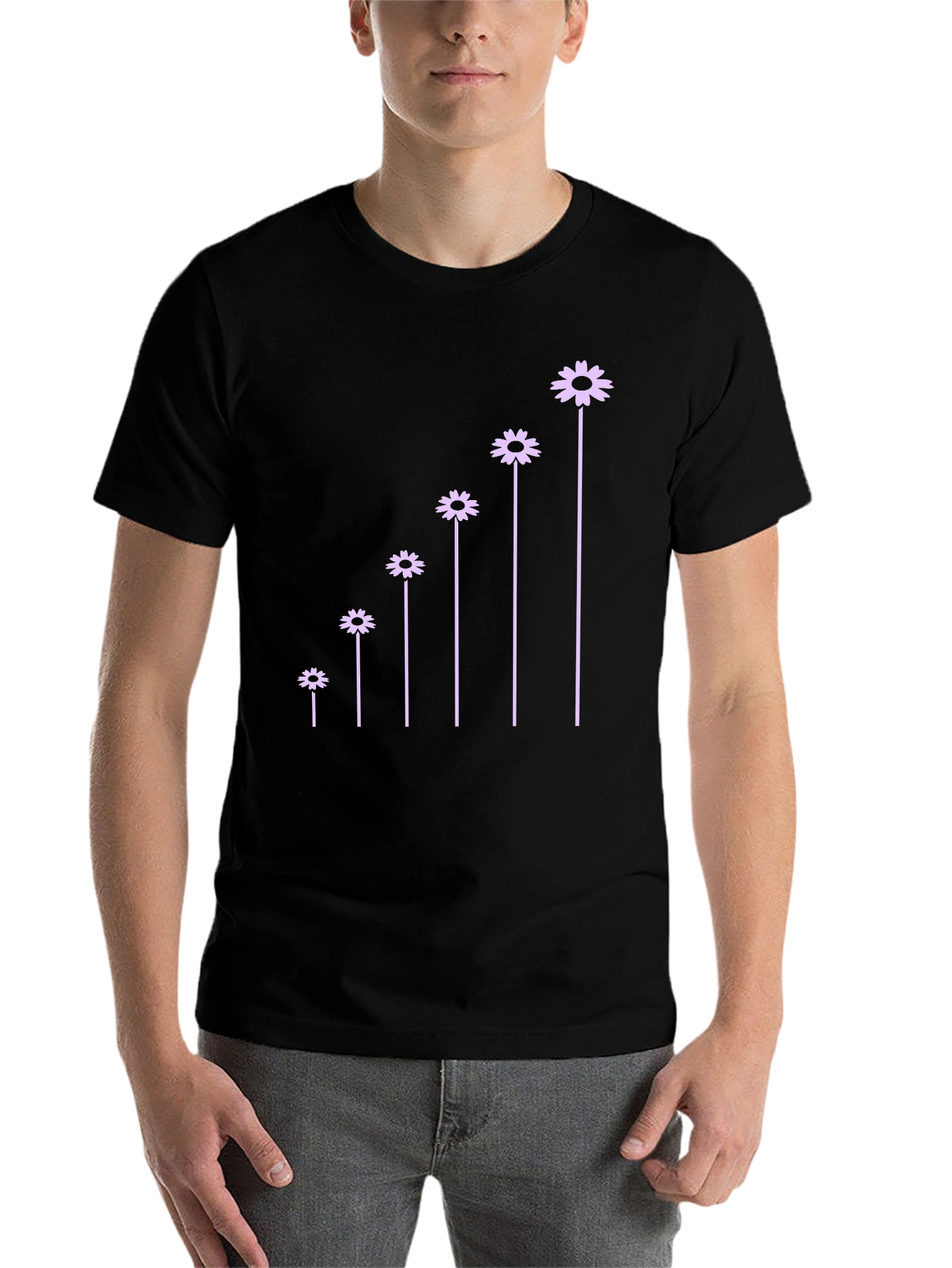 Black Floral Growth Black T-Shirt view 7