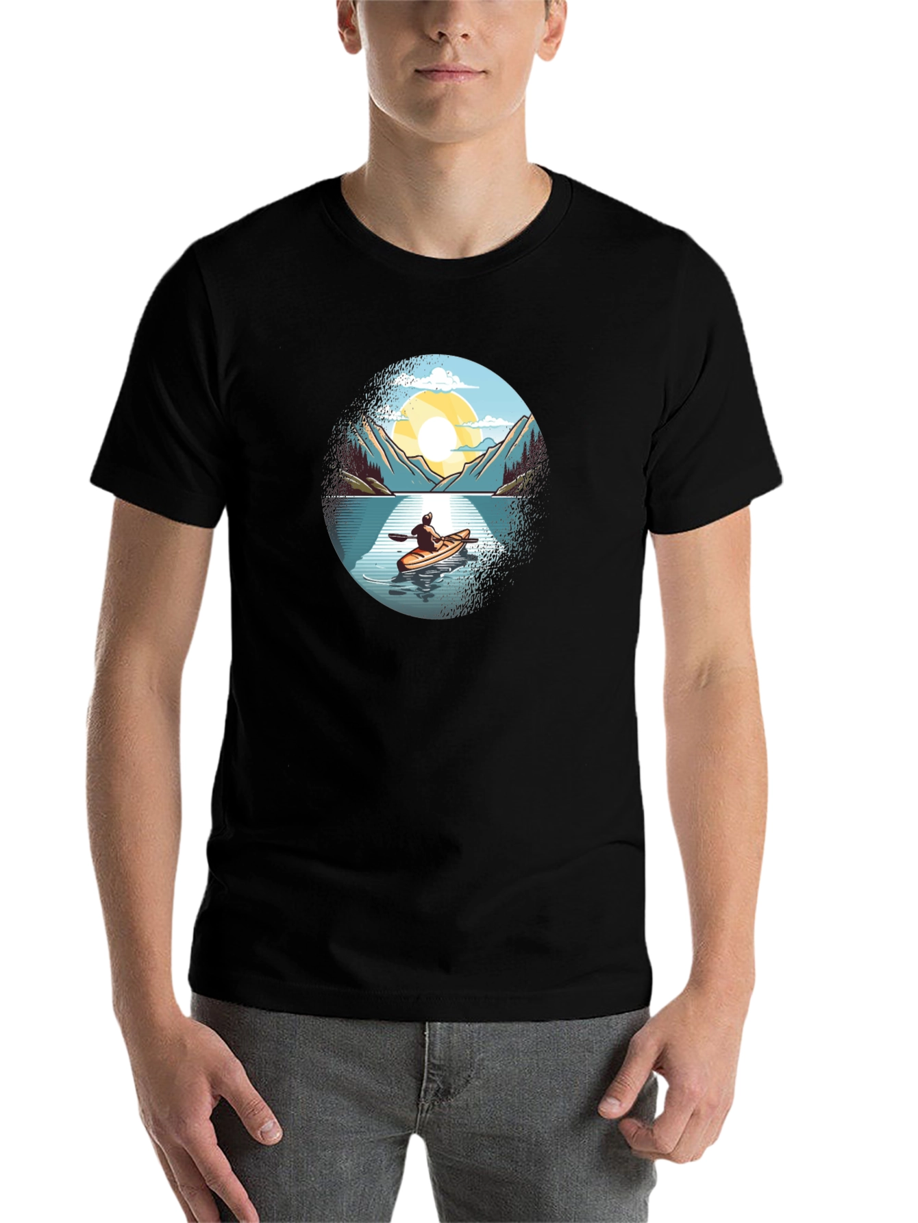 Black Kayaking Adventure Graphic Tee view 7