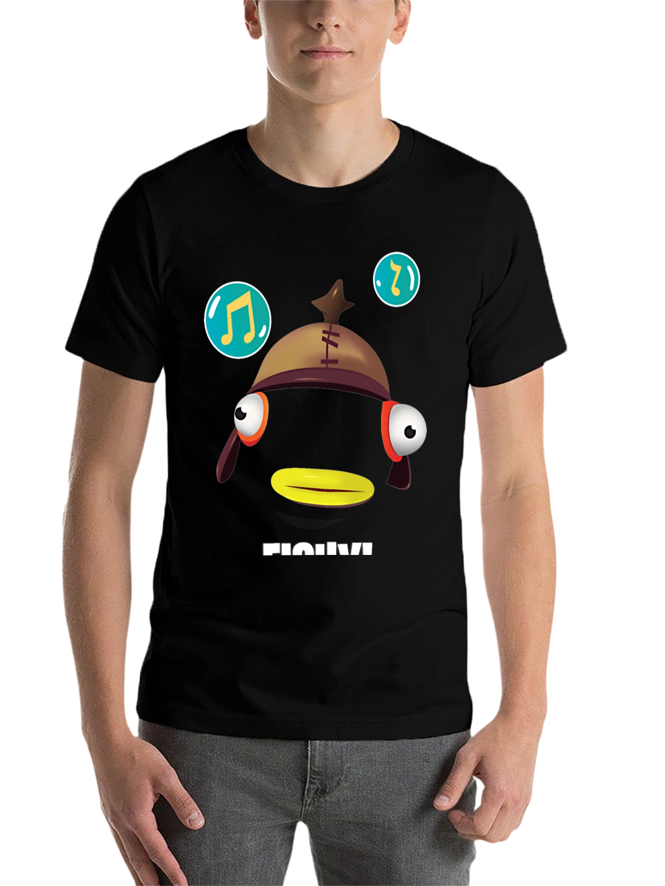 Black Funny Fish T-Shirt - Unique Graphic Tee view 7