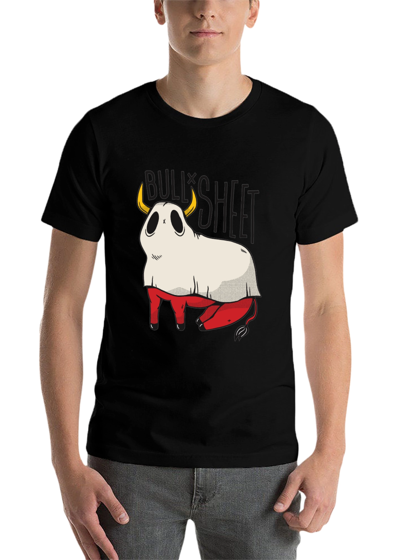 Black Bull Sheet Funny Ghost T-Shirt view 7