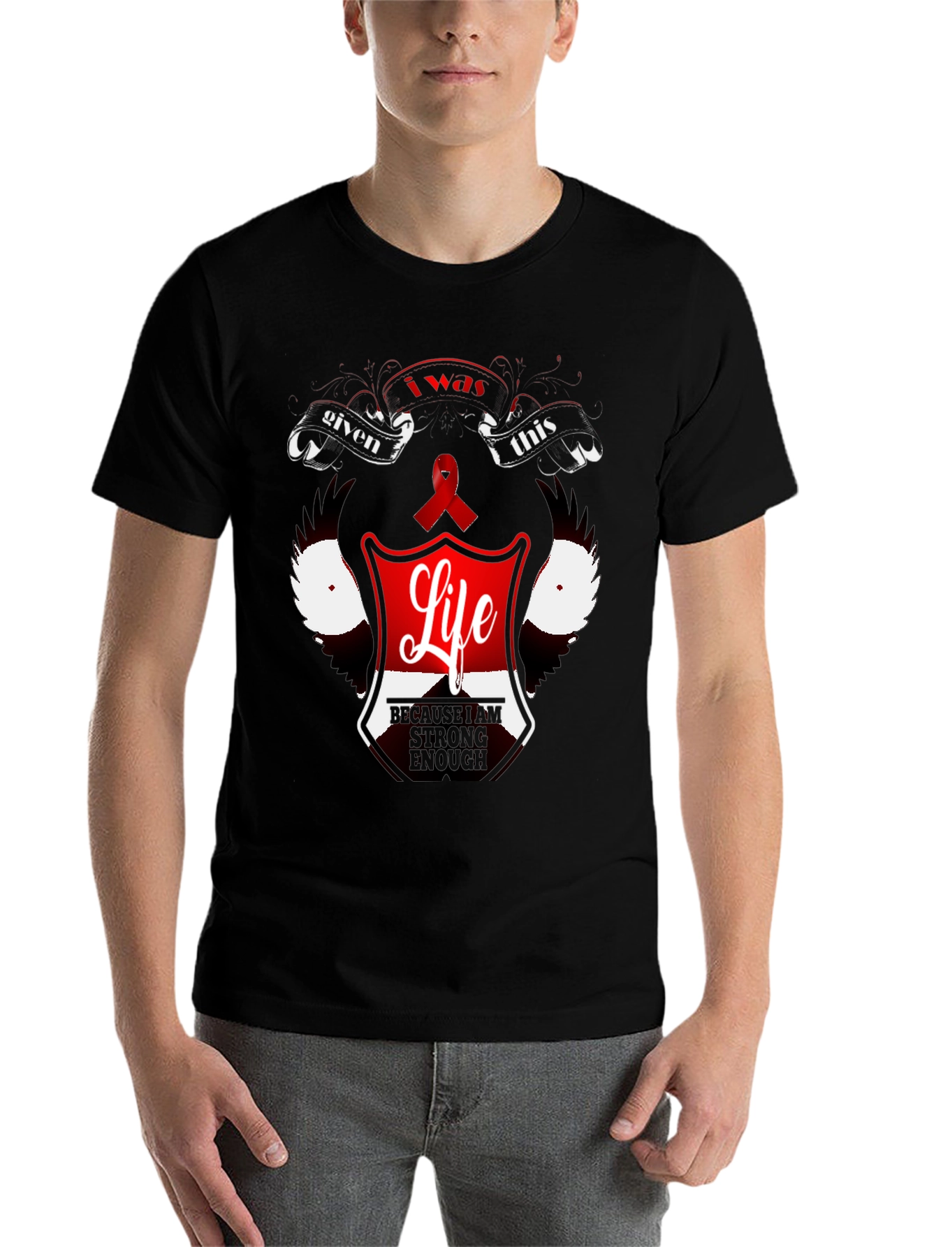 Black Inspirational "Life" Graphic Black T-Shirt view 7