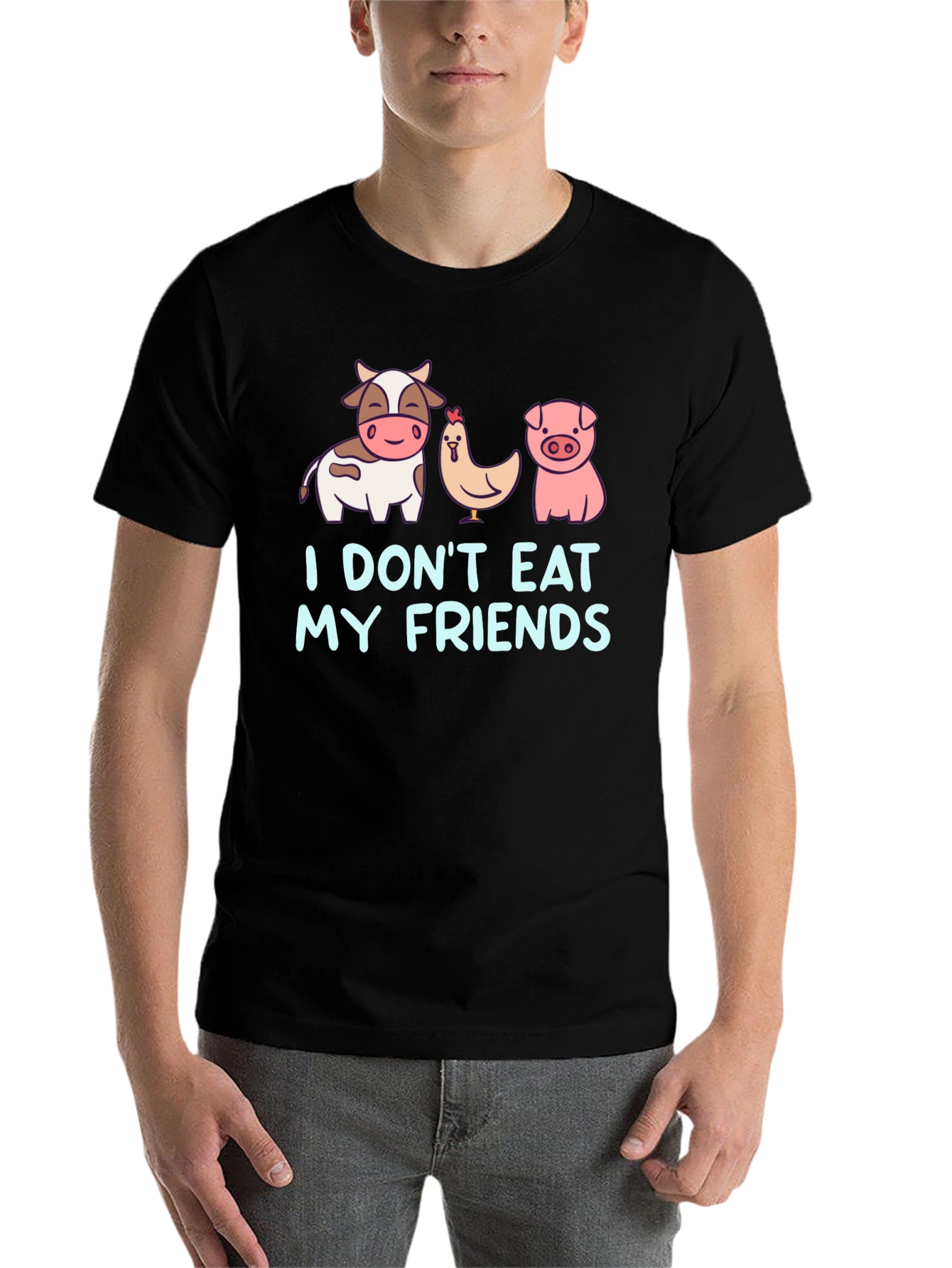 Vegan 'Don't Eat My Friends' Black T-Shirt - 7
