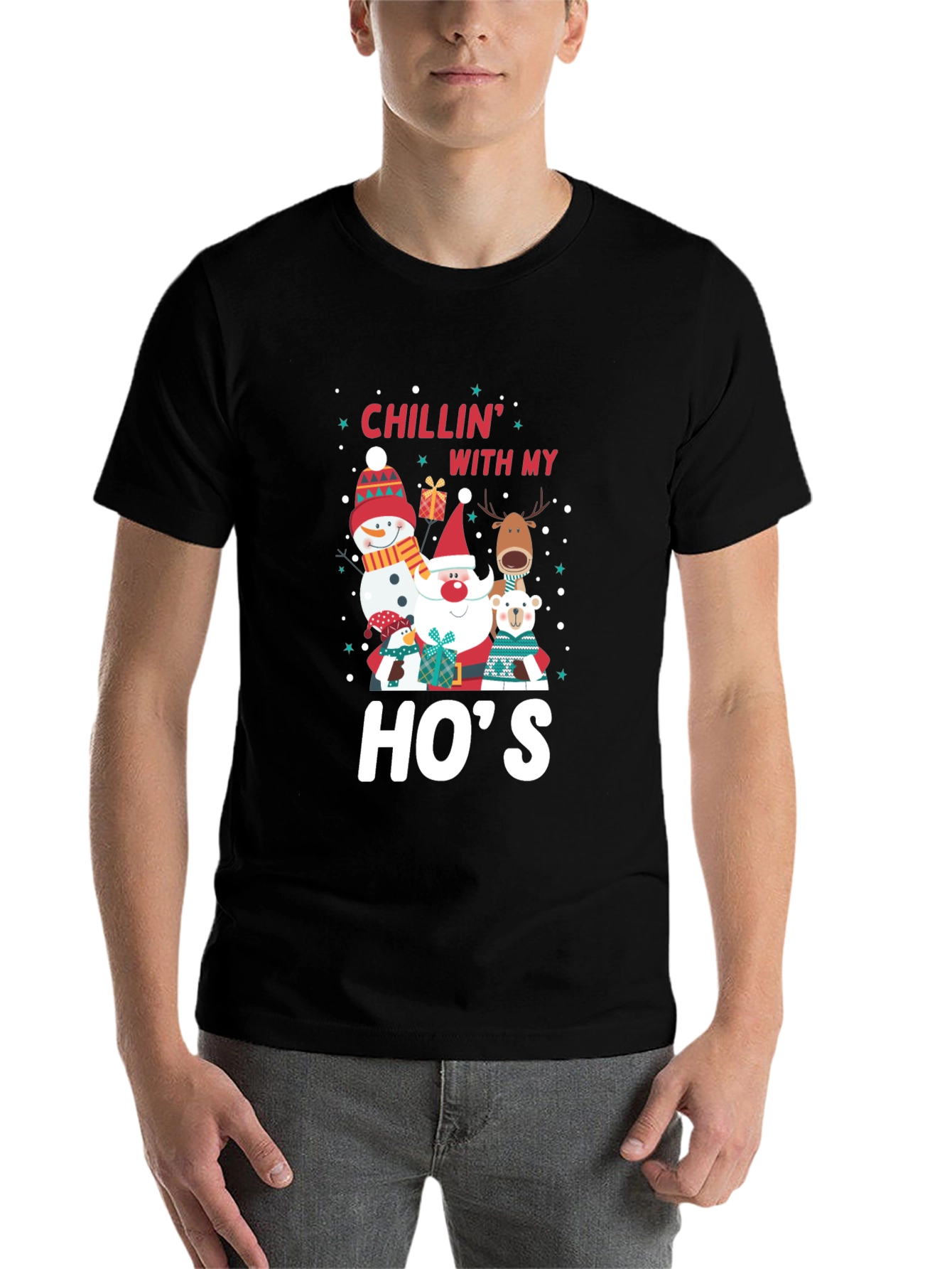 Black Chillin' With My Ho's Holiday T-Shirt view 7