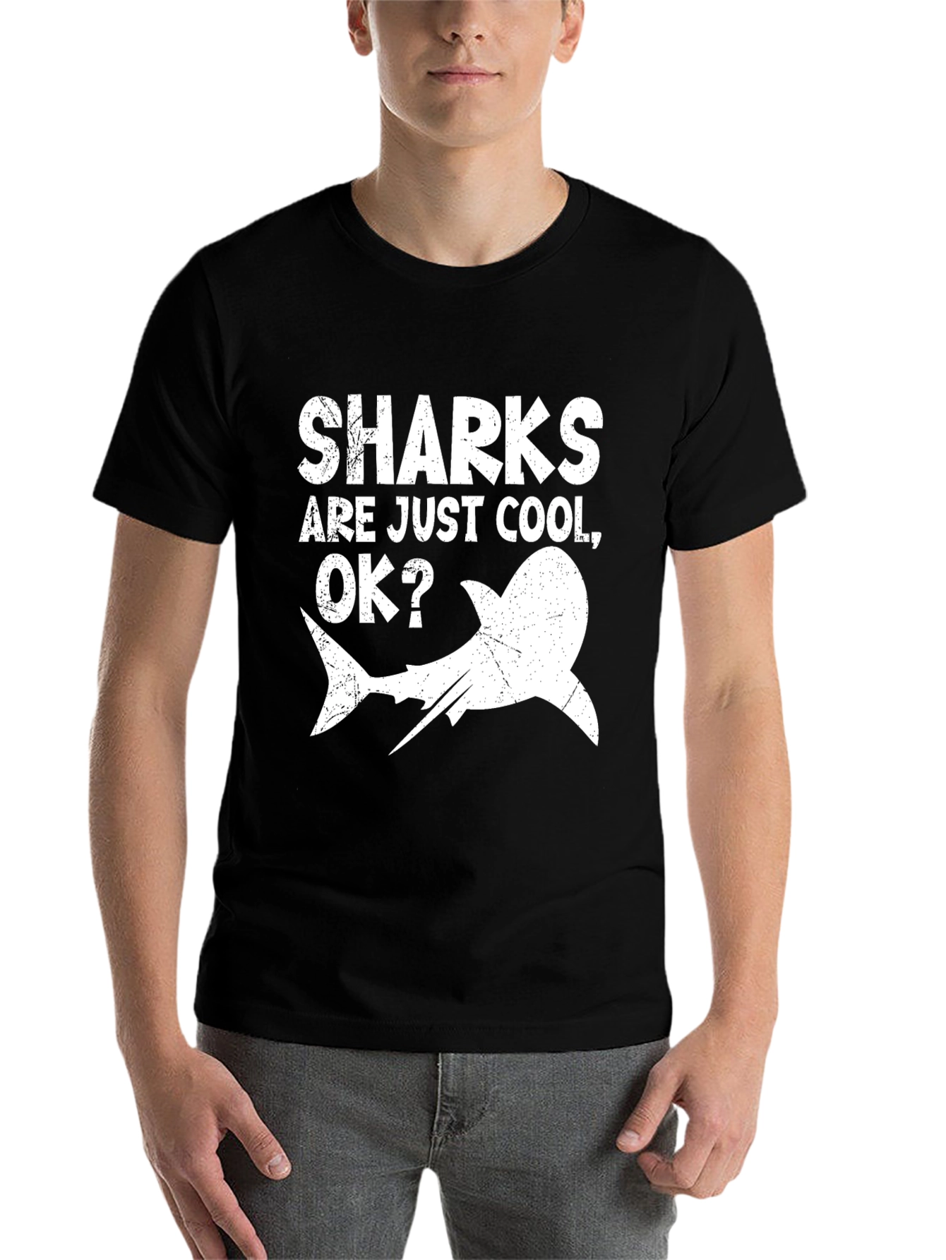 Black Sharks Are Just Cool OK? Men's Graphic T-Shirt view 7