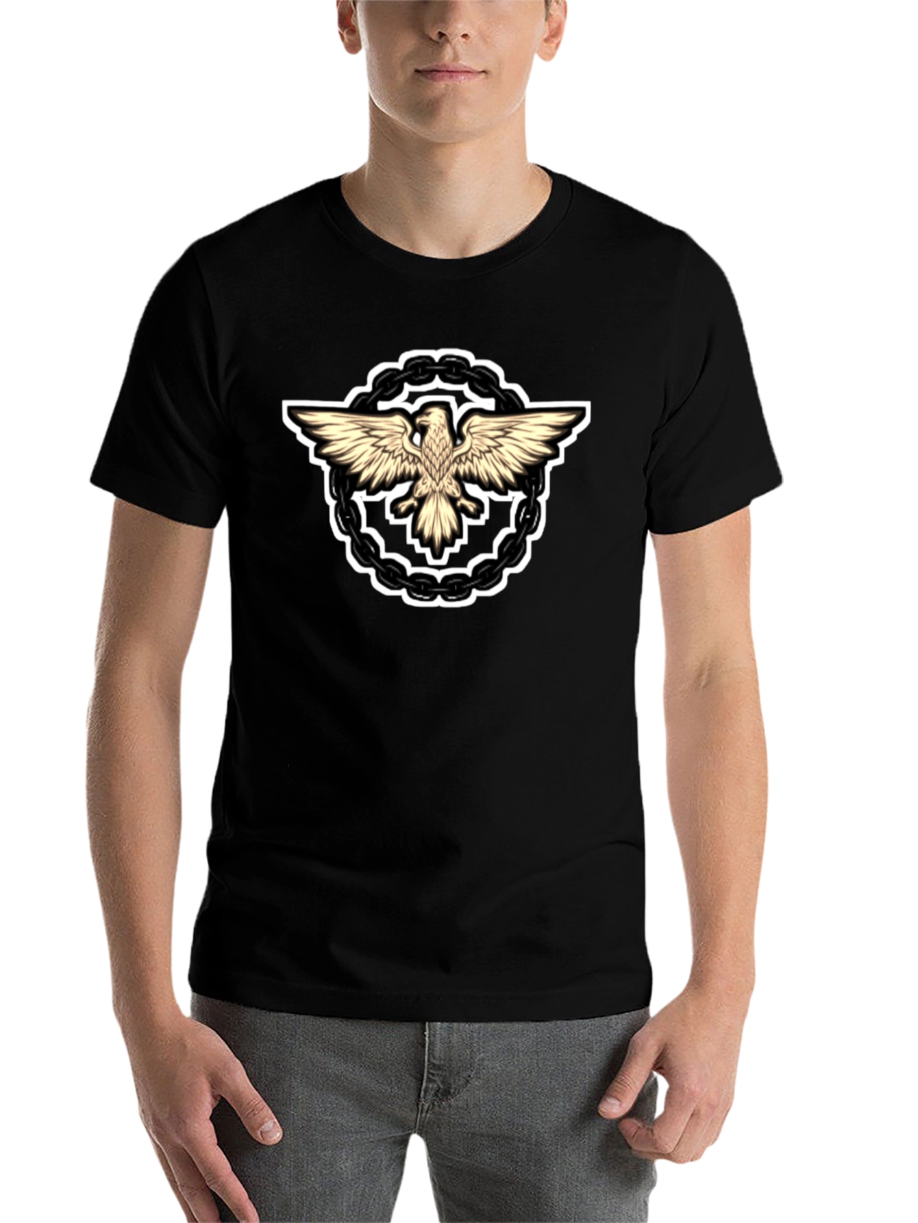 Black Eagle Chain Graphic T-Shirt - Black view 7