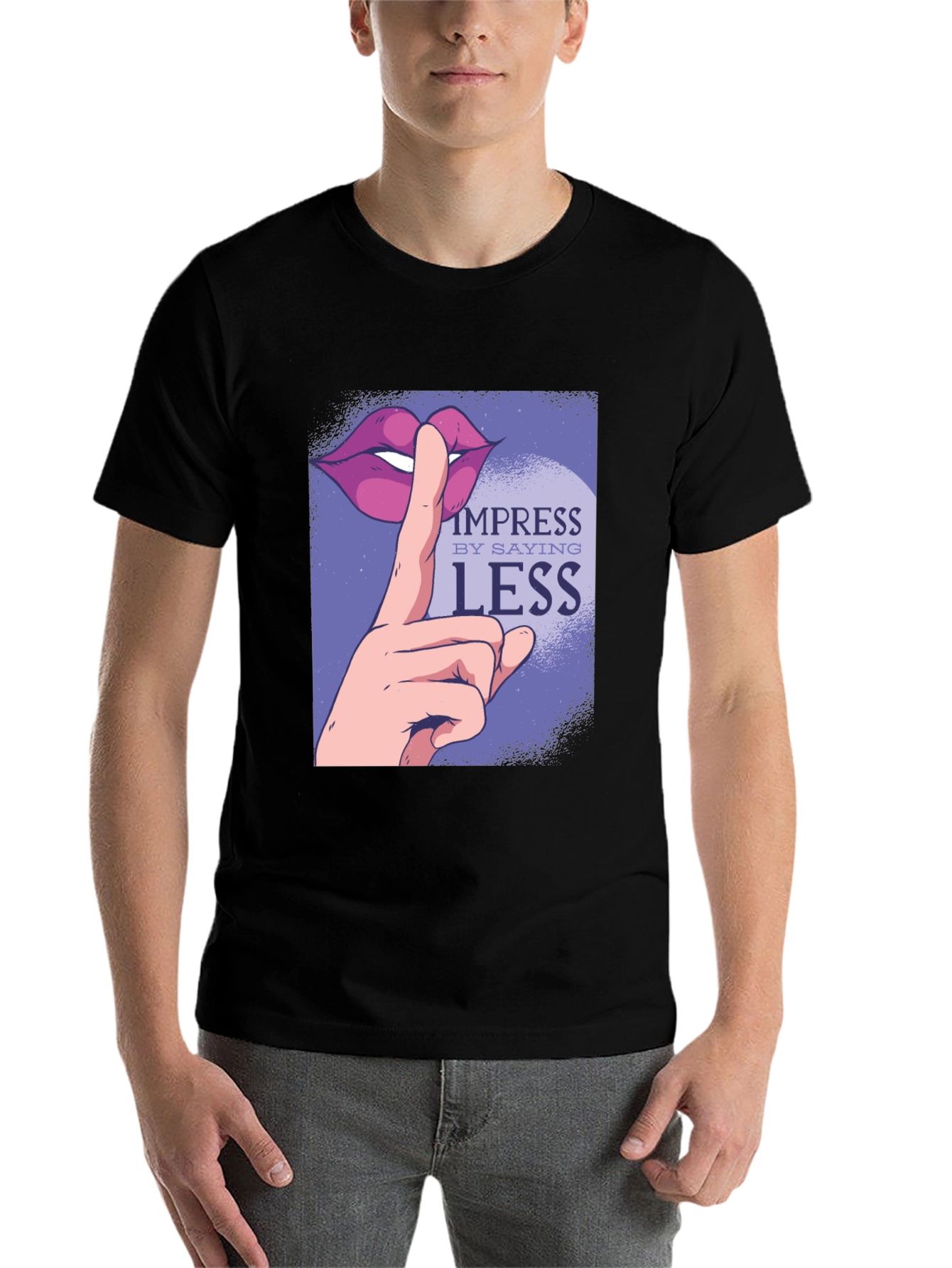 Black Impress By Saying Less Graphic Tee - Black view 7