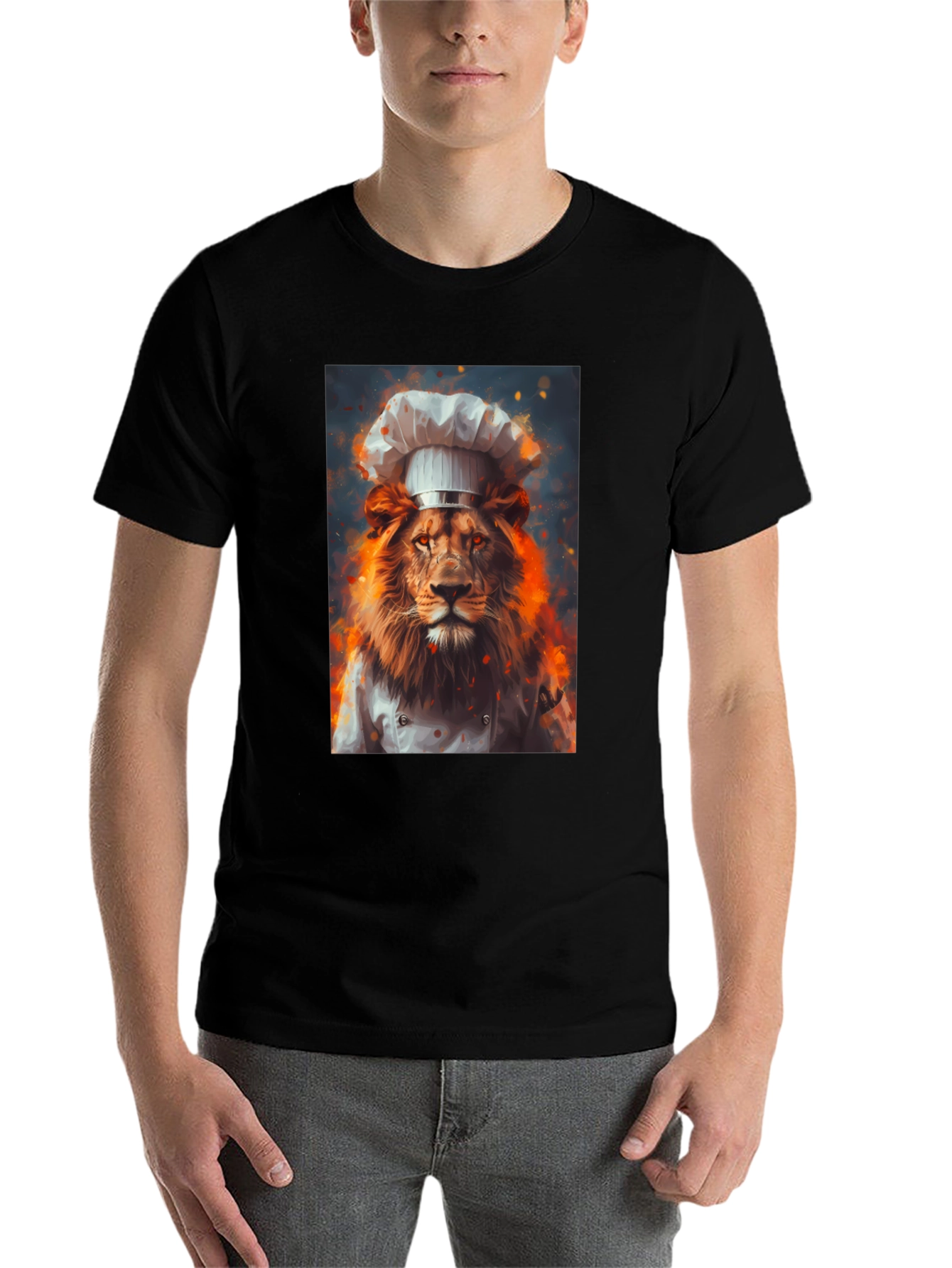 Black Chef Lion Graphic Tee - Men's Black T-Shirt view 7
