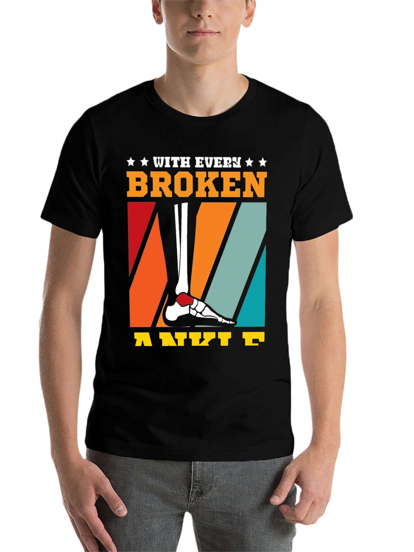 Black Broken Ankle T-Shirt - Humor Tee view 7