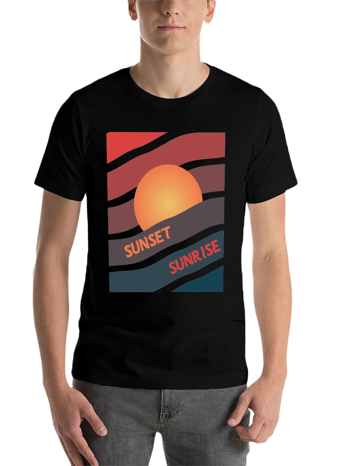 Black Sunset Sunrise Graphic Tee - Retro Style view 7