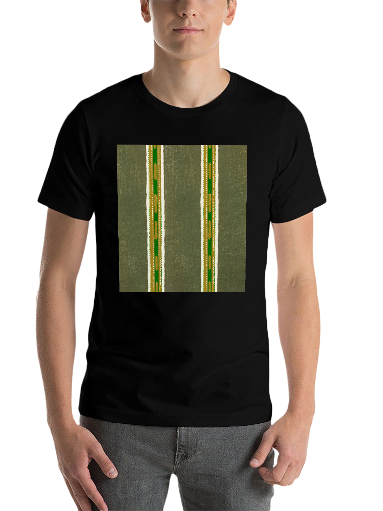 Black Striped Pattern T-Shirt view 7