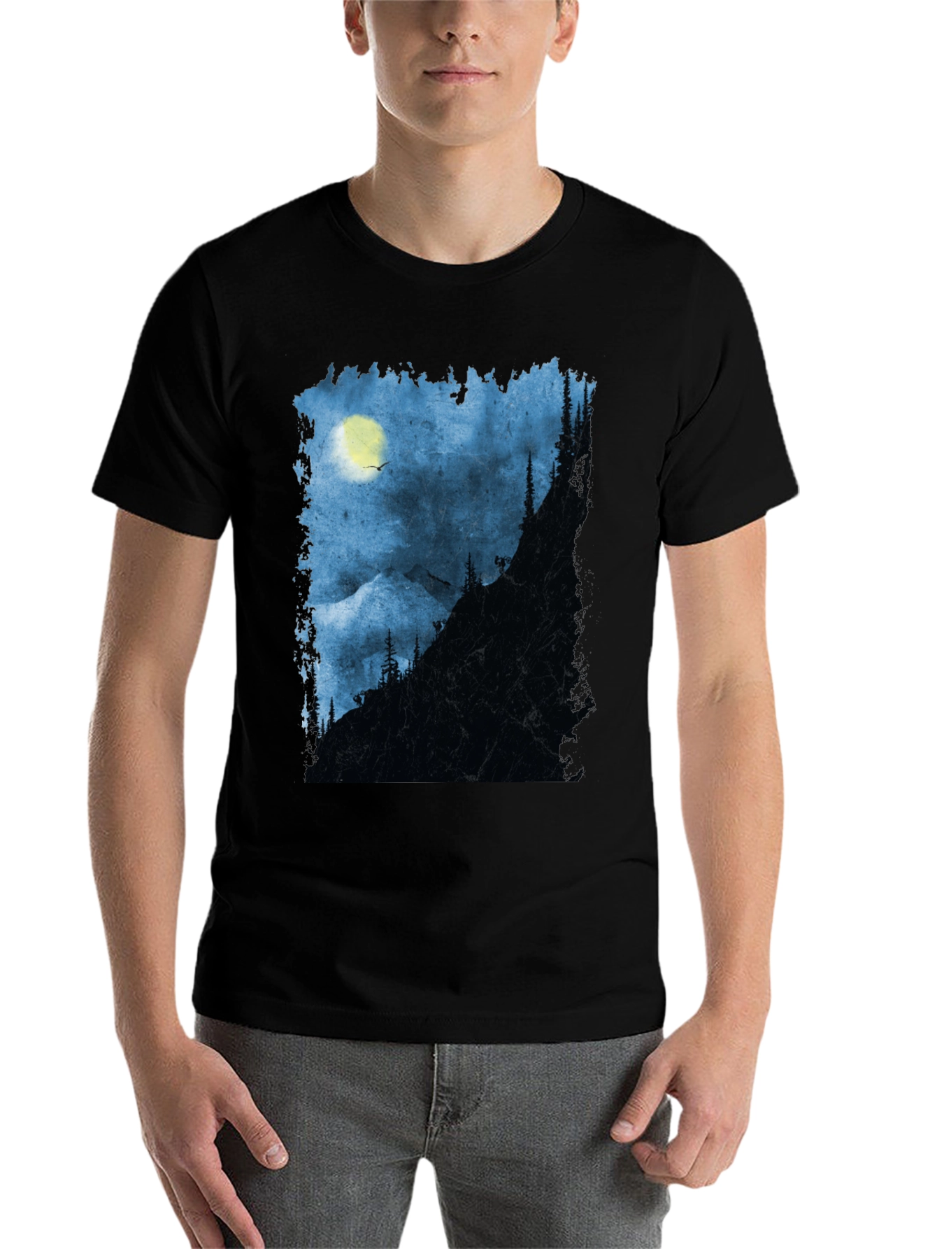 Black Night Mountain Adventure T-Shirt view 7