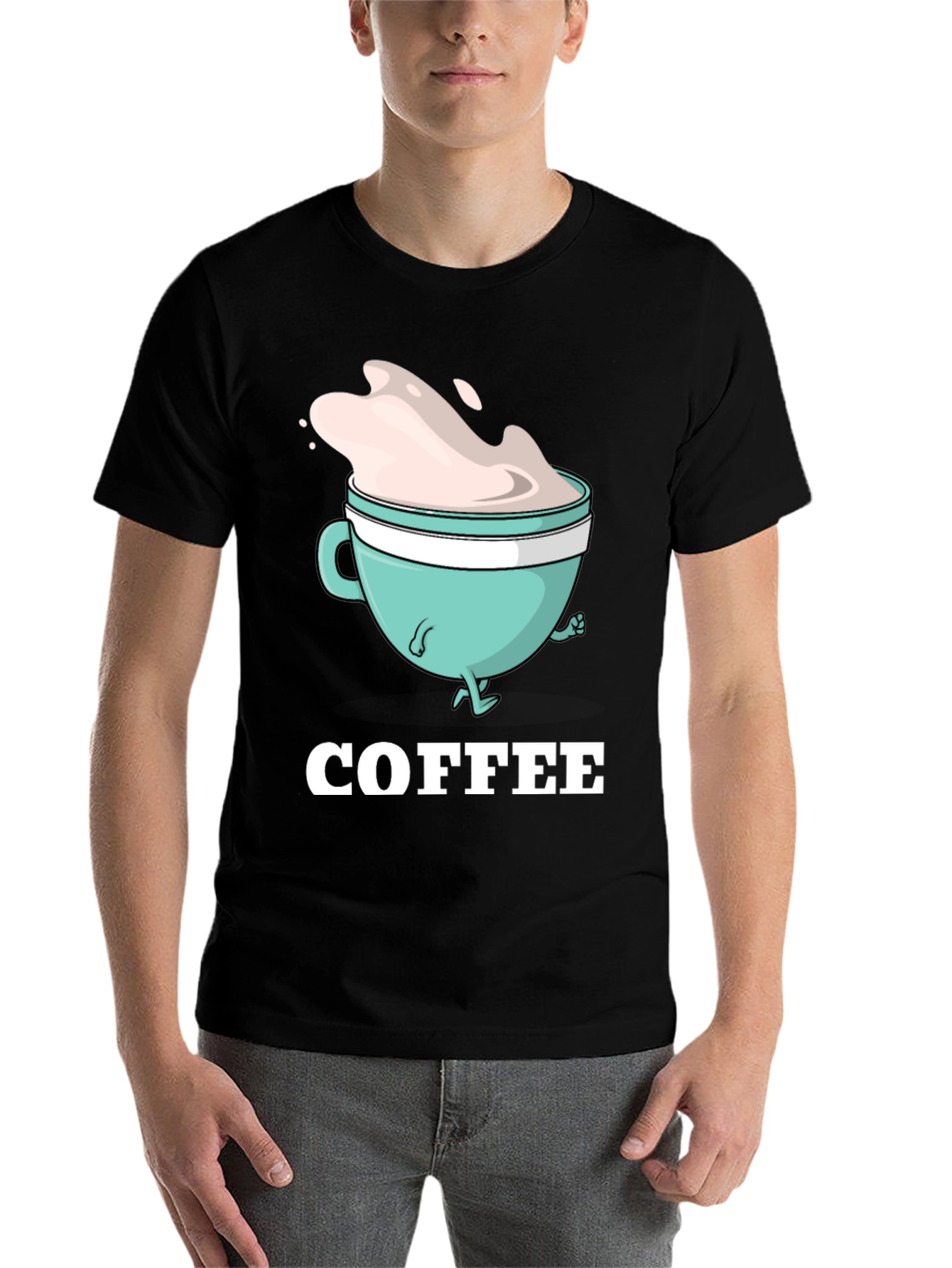 Black Coffee Cartoon Graphic T-Shirt view 7