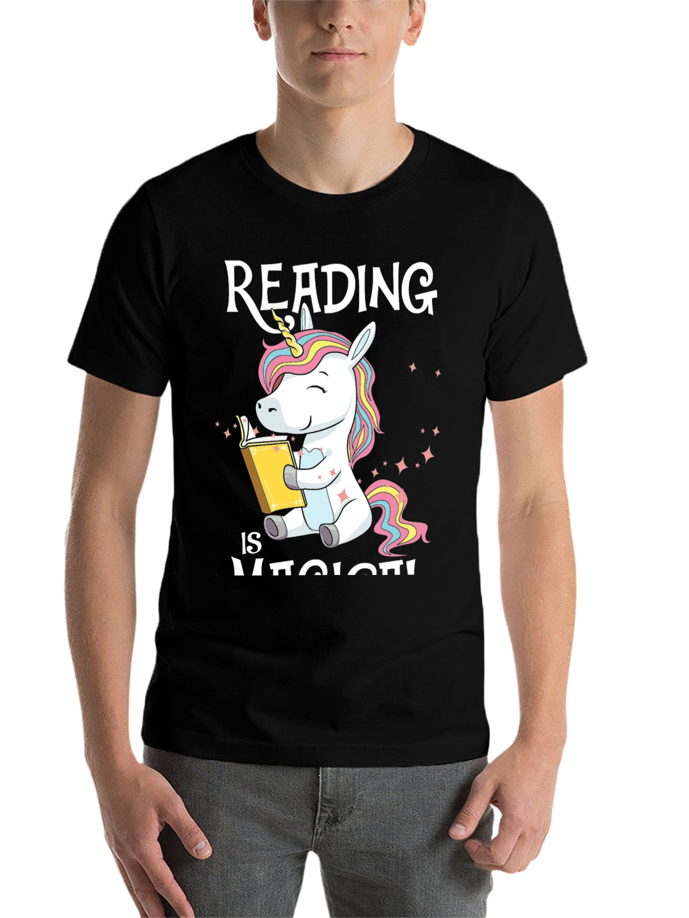 Black Unicorn Reading T-Shirt: Magical Book Lover Tee view 7