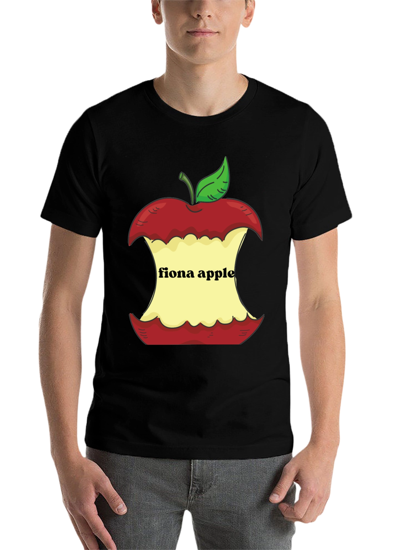 Black Fiona Apple Core Graphic Tee - Black Cotton Casual view 7