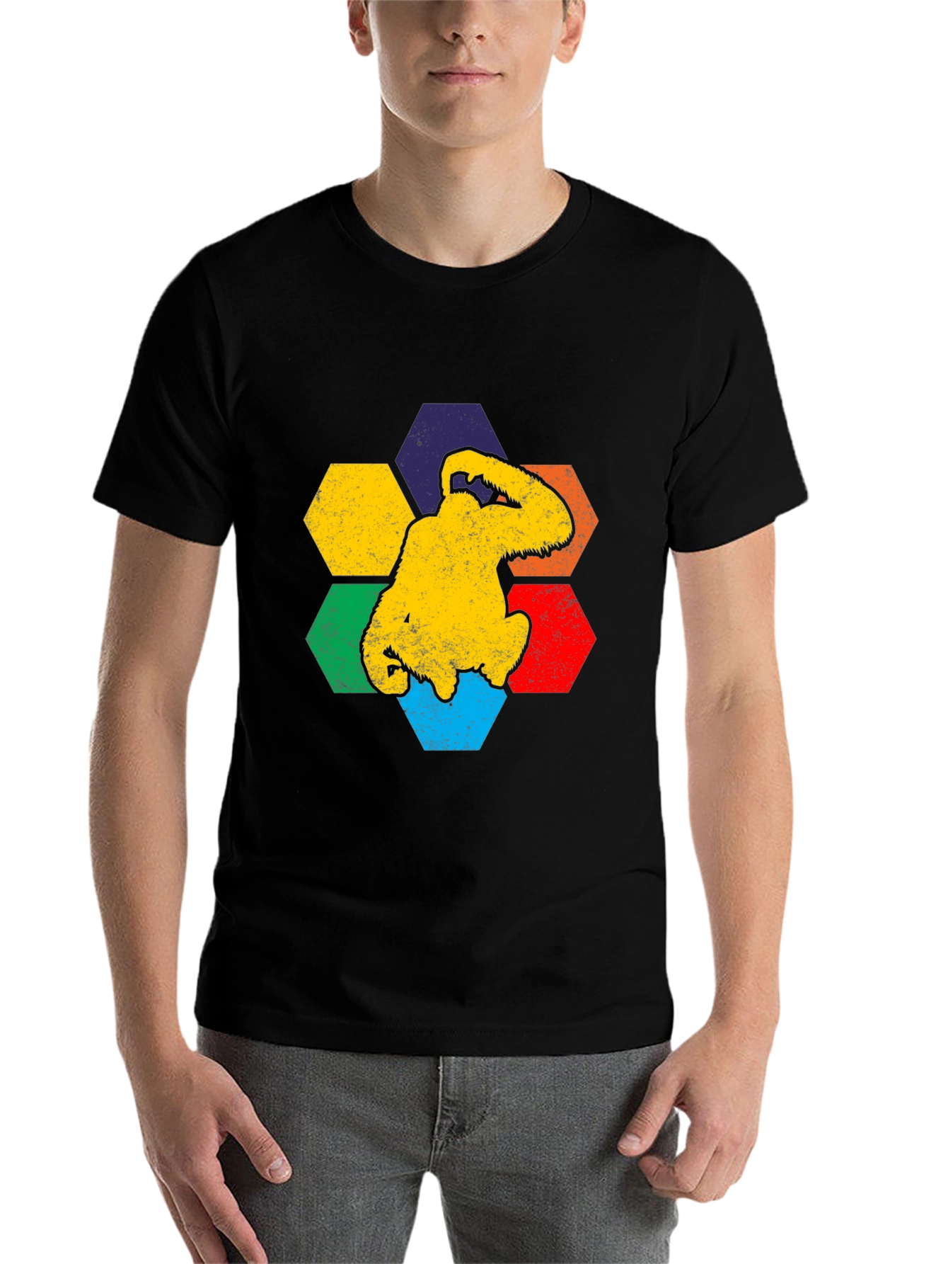 Black Retro Bigfoot Hexagon Graphic Tee view 7