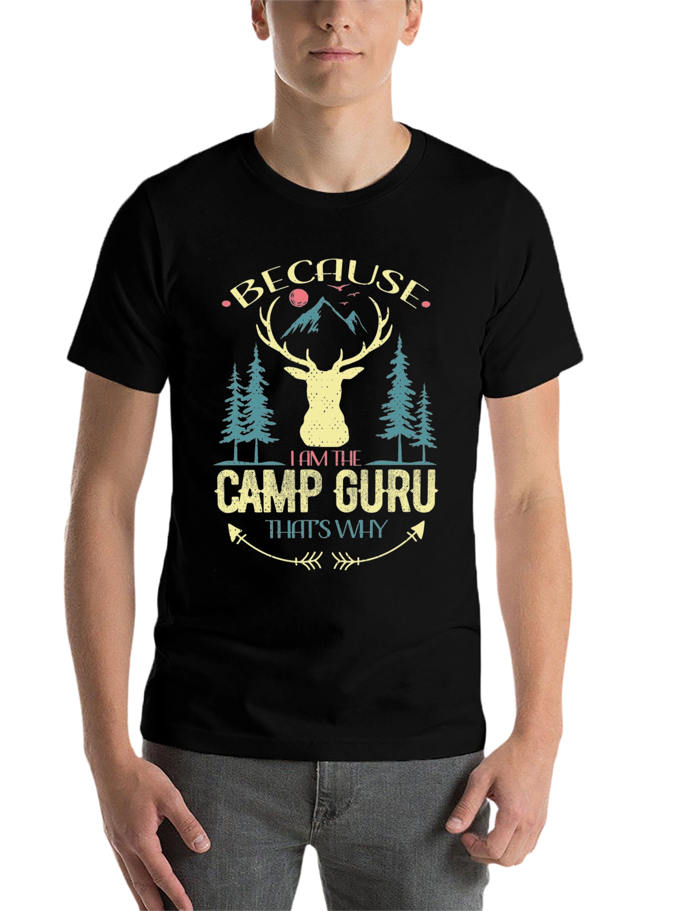 Black Camp Guru Deer Graphic Tee view 7
