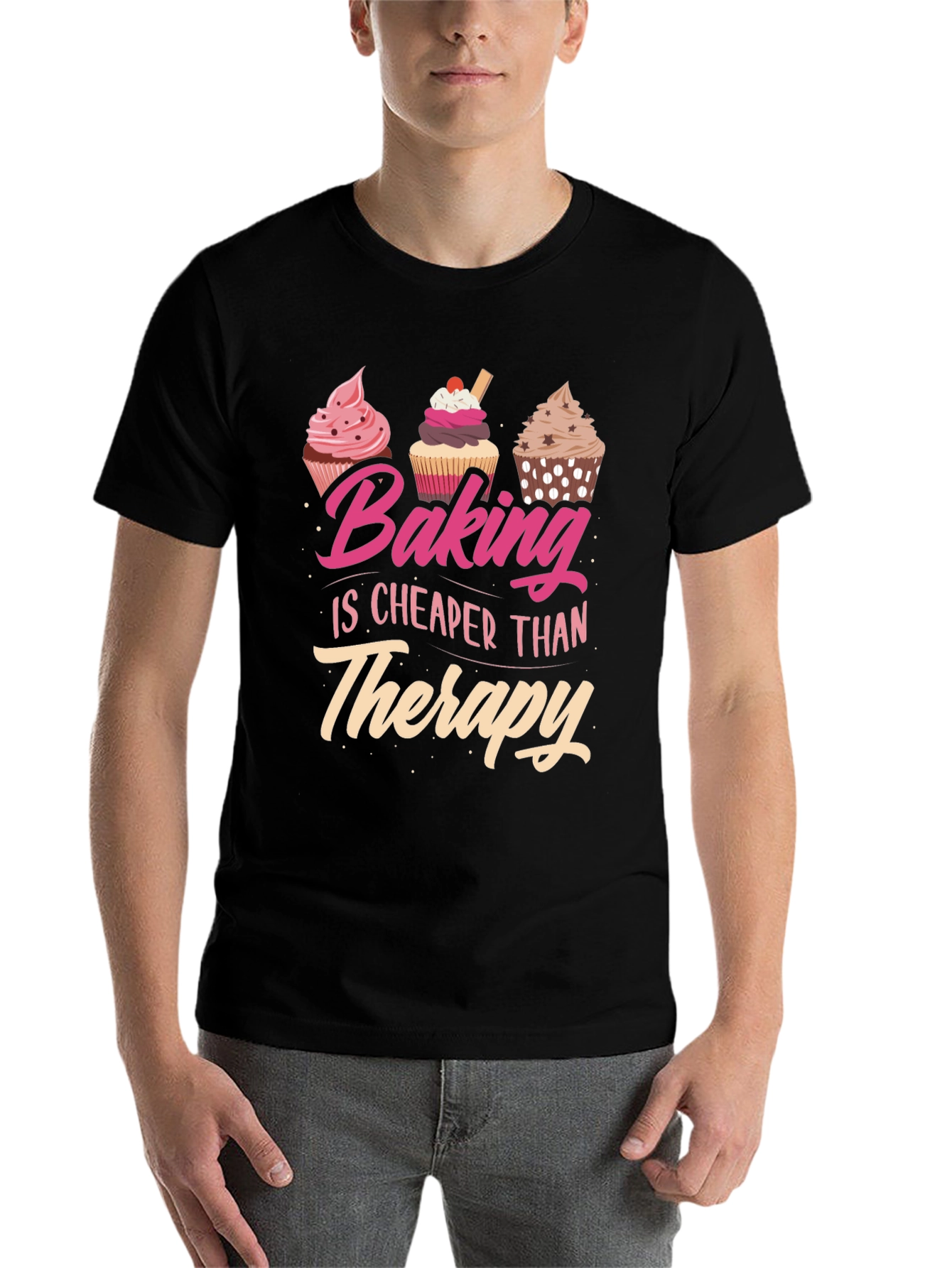 Black Baking is Cheaper Than Therapy T-Shirt view 7